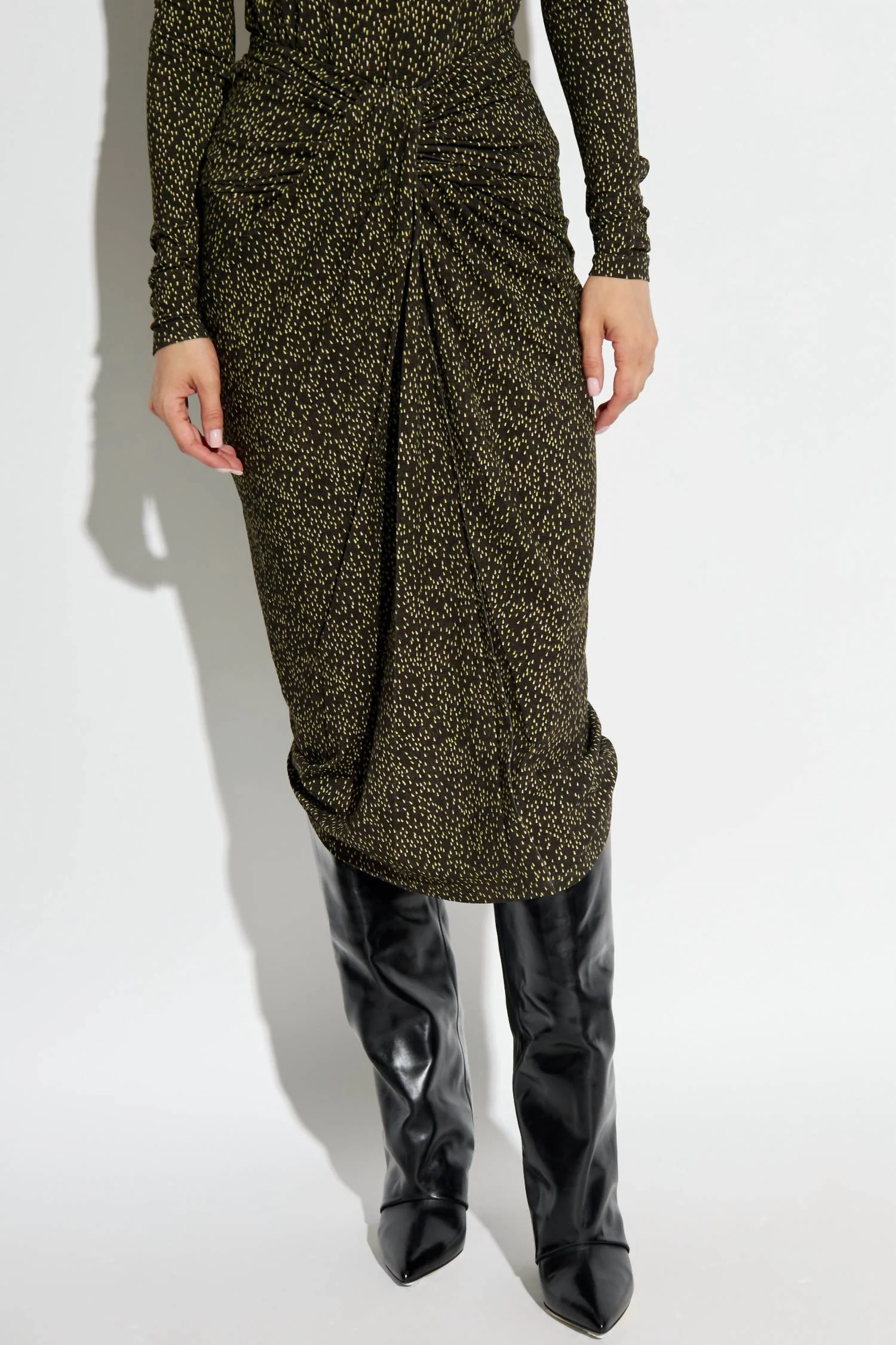 Jeldia Skirt In Dark Khaki/lime