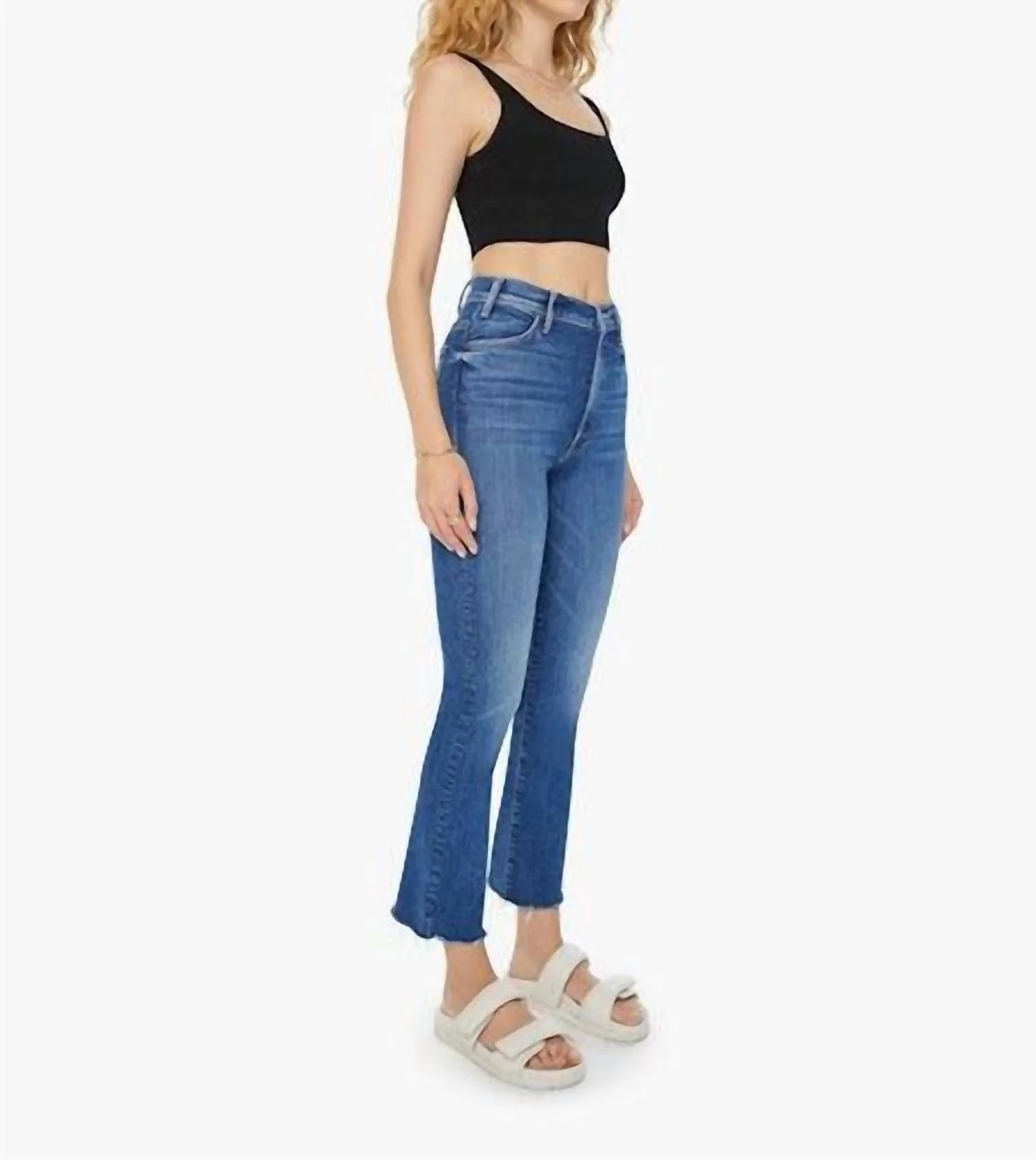 The Hustler High-Rise Ankle Fray Jeans In Grasping At Straws
