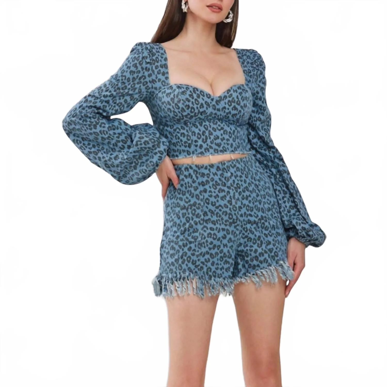 Roar Babe Denim Set In Blue