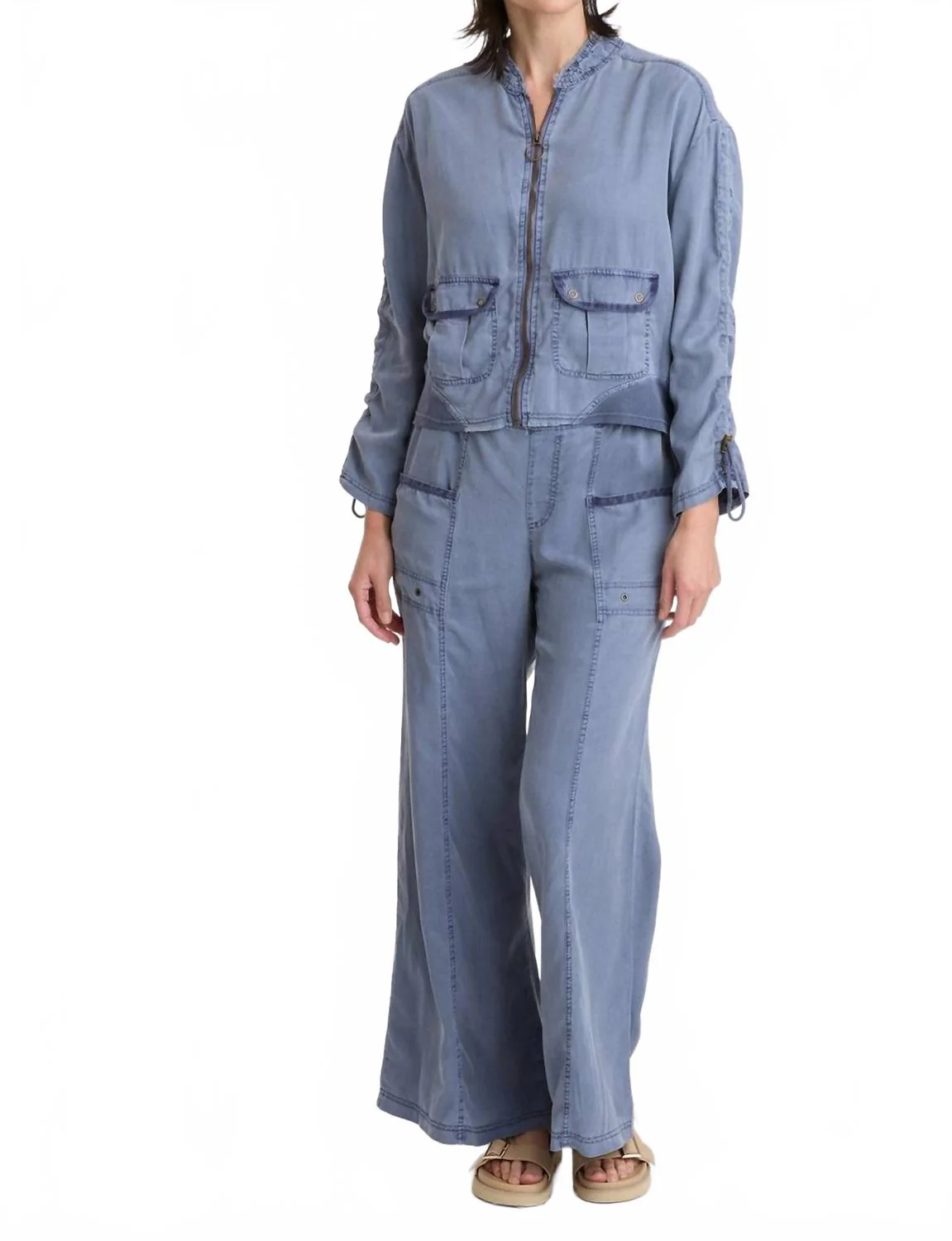 Holm Wide Leg Pant In Saturated Stone Blue