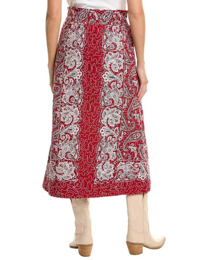 SEA NY Theodora Paisley Print Quilted Midi Skirt