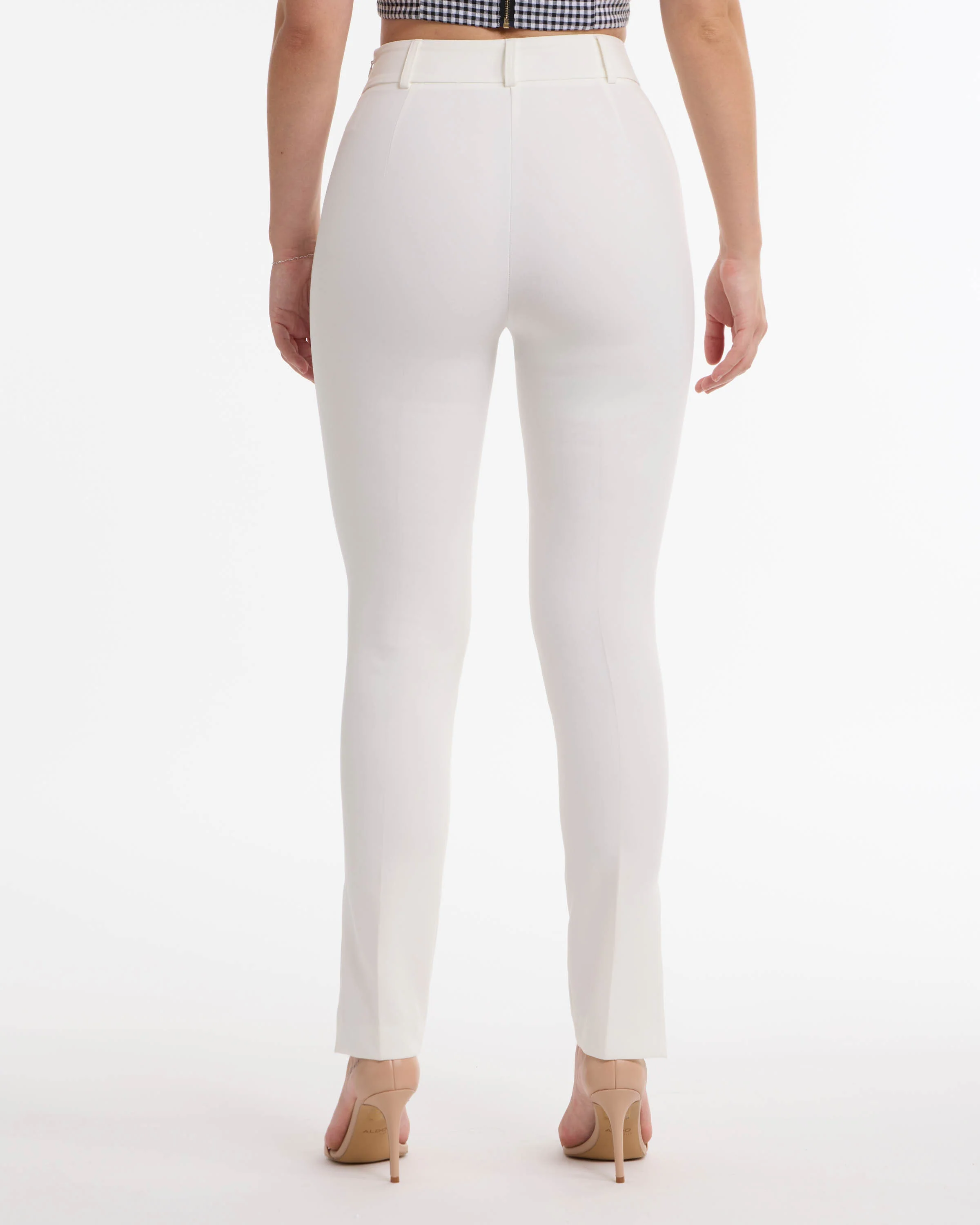 BEBE Women's High Waisted Slim Fit Pant with Side Slits