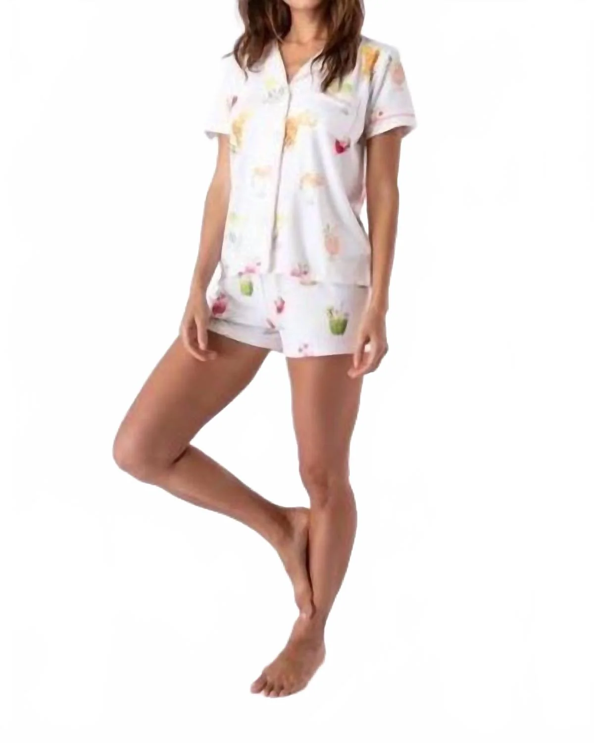 Sippin On Sunshine Pajama Set In White