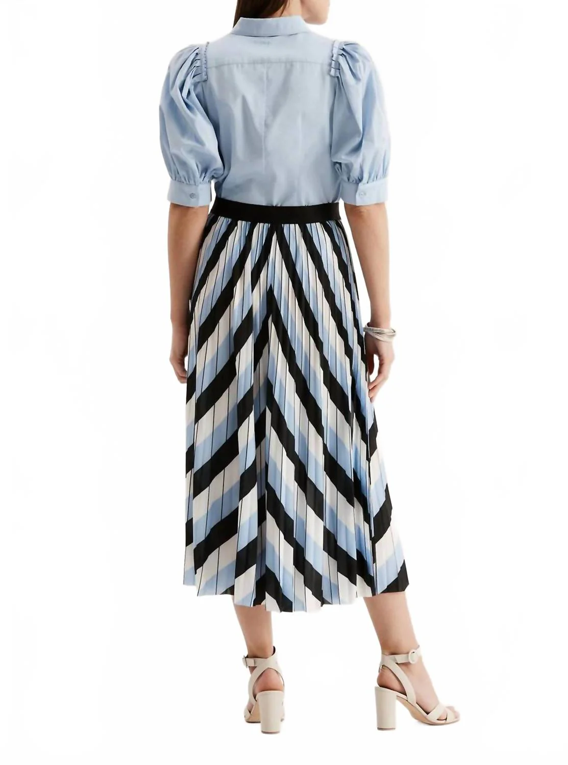 Cara Fortuni Midi Skirt In White/blue/black