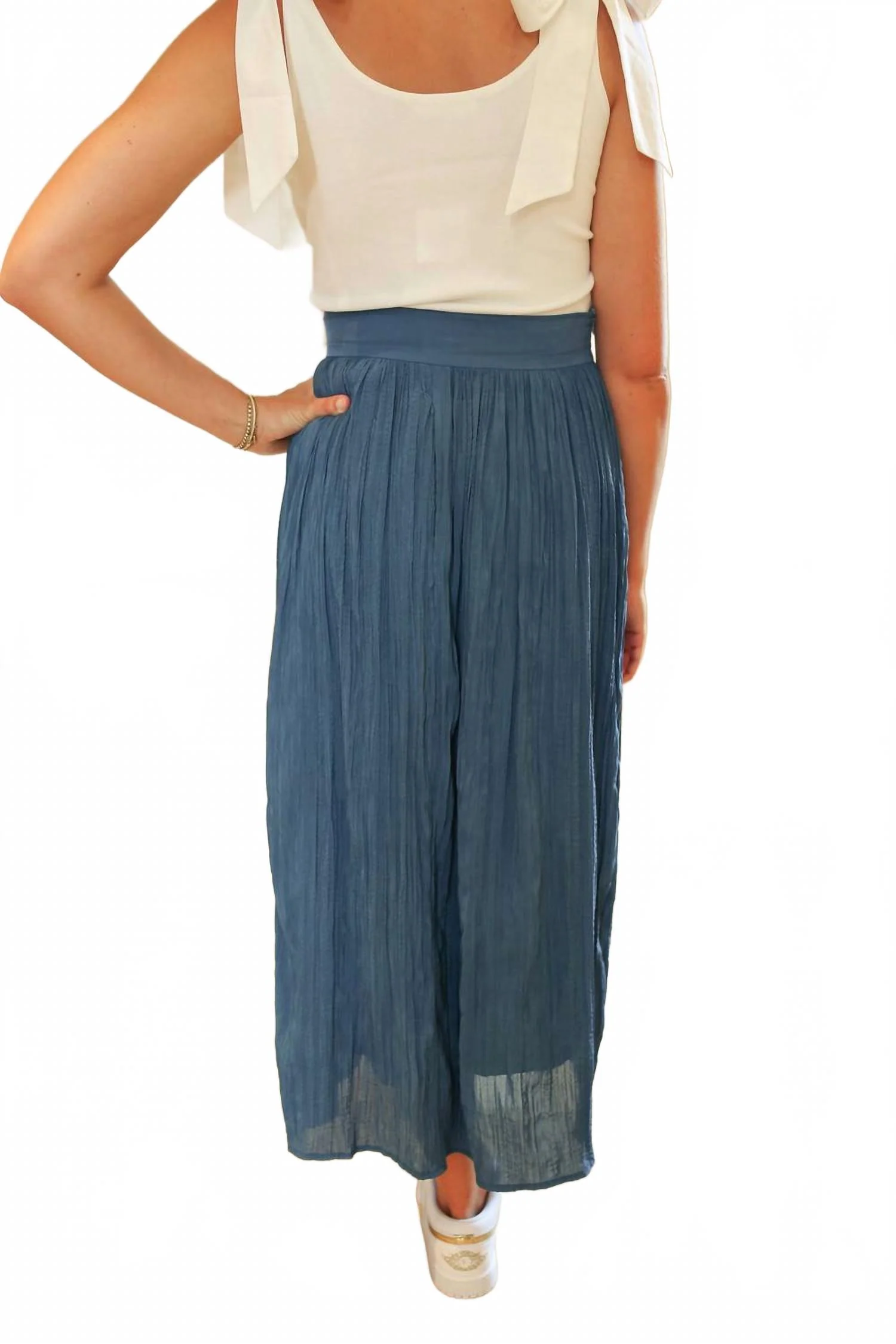 Crinkled Maxi Skirt In Teal