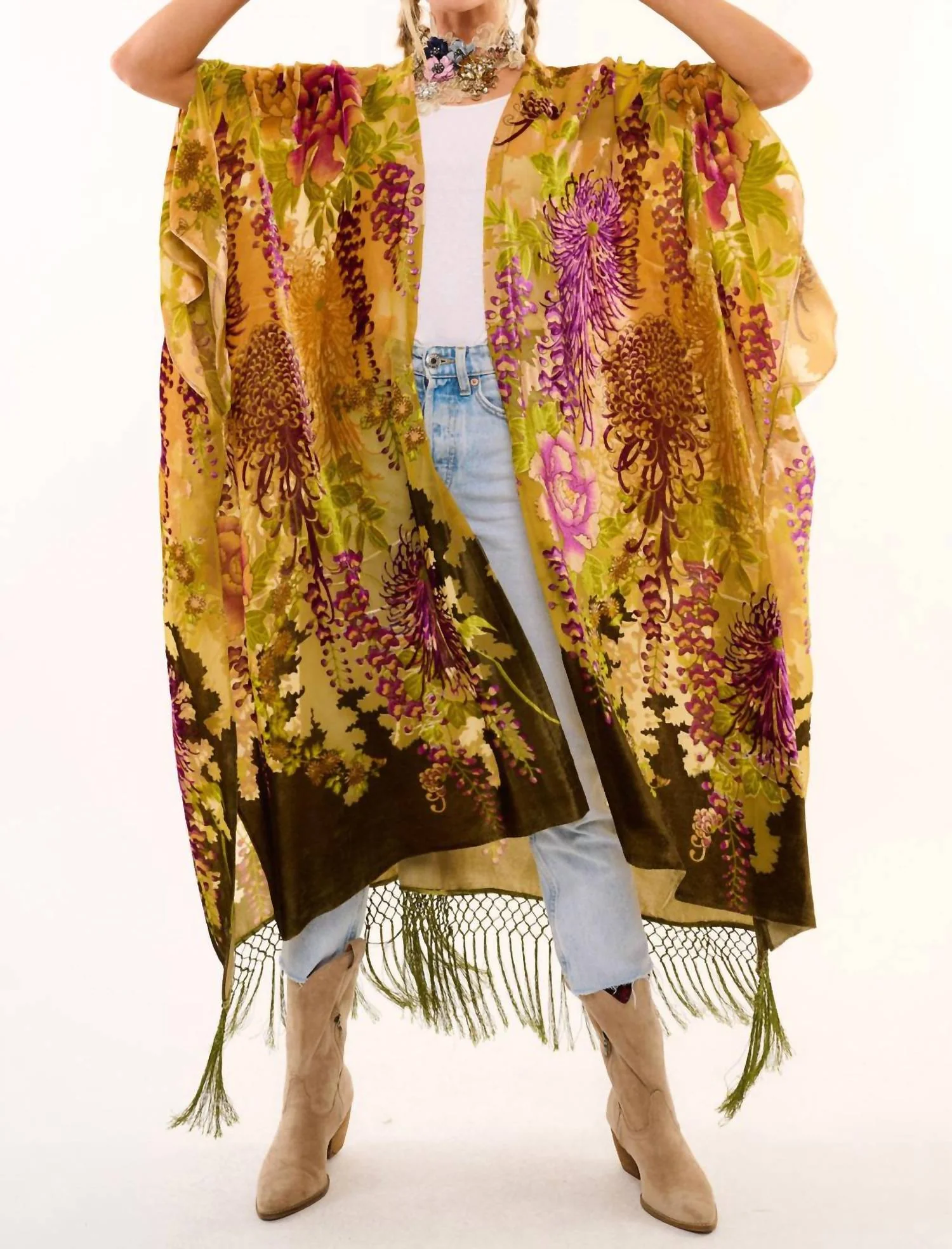 Camila Forest Kimono In Yellow