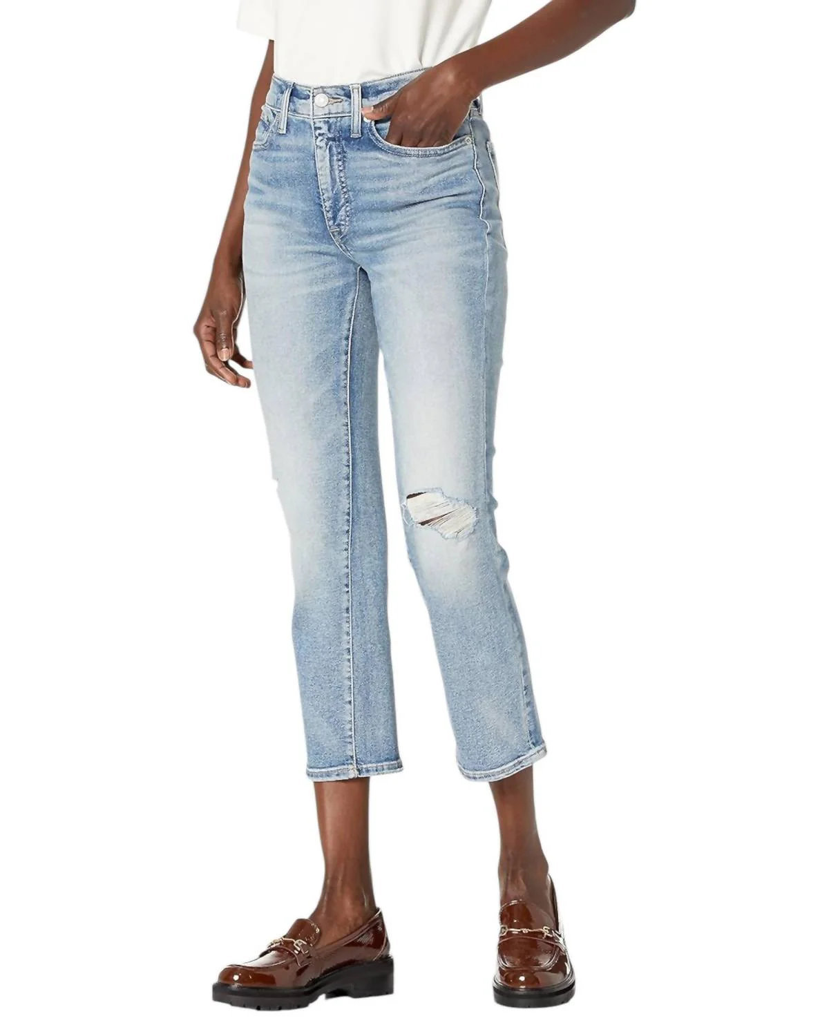 Zoe Straight Crop Jeans In At Sea Dest