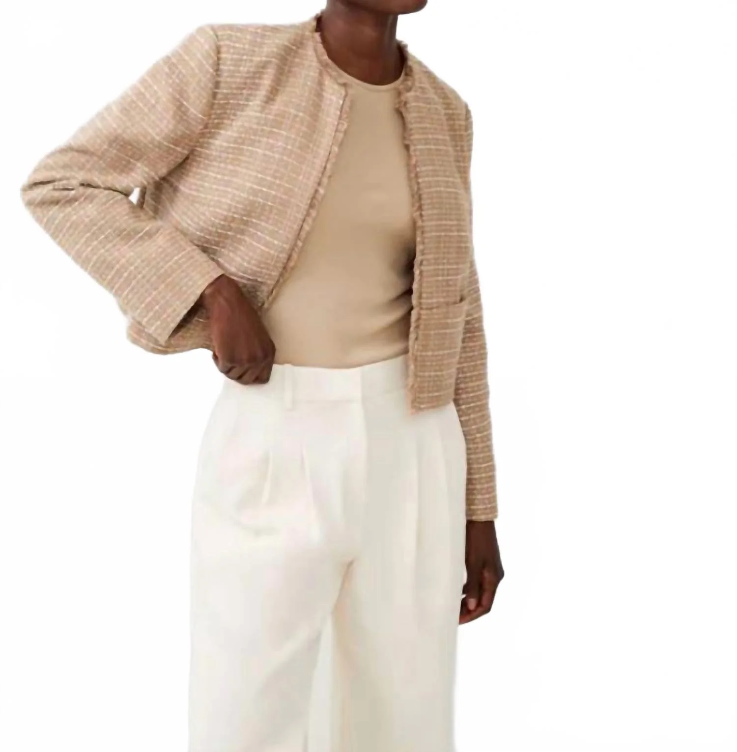 Effie Collarless Blazer In Camel Classic