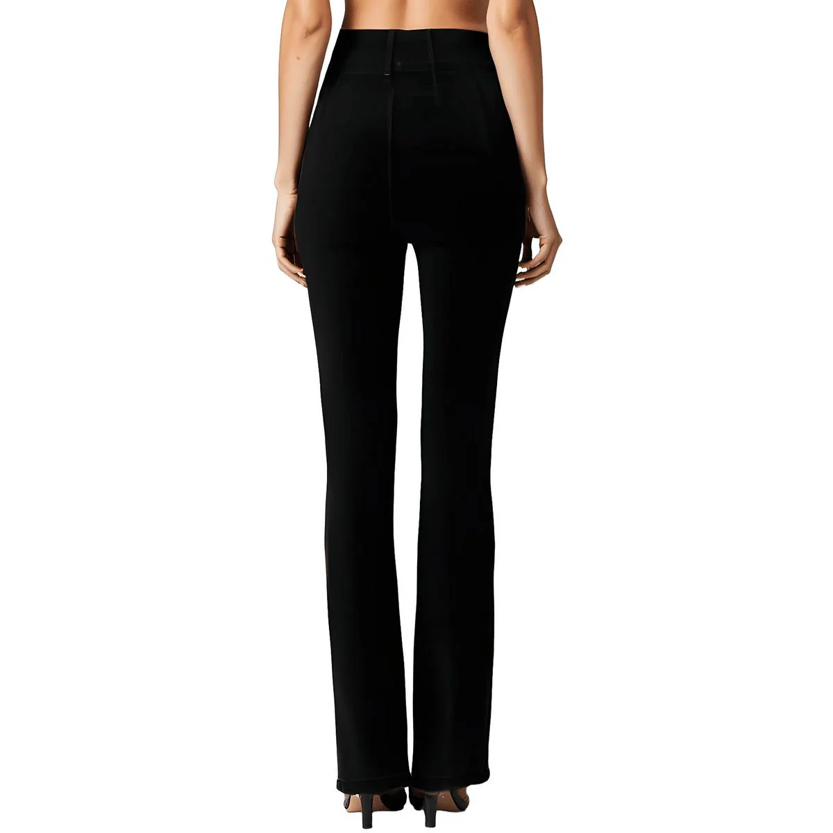 Womens Pintuck Denim Flared Jeans