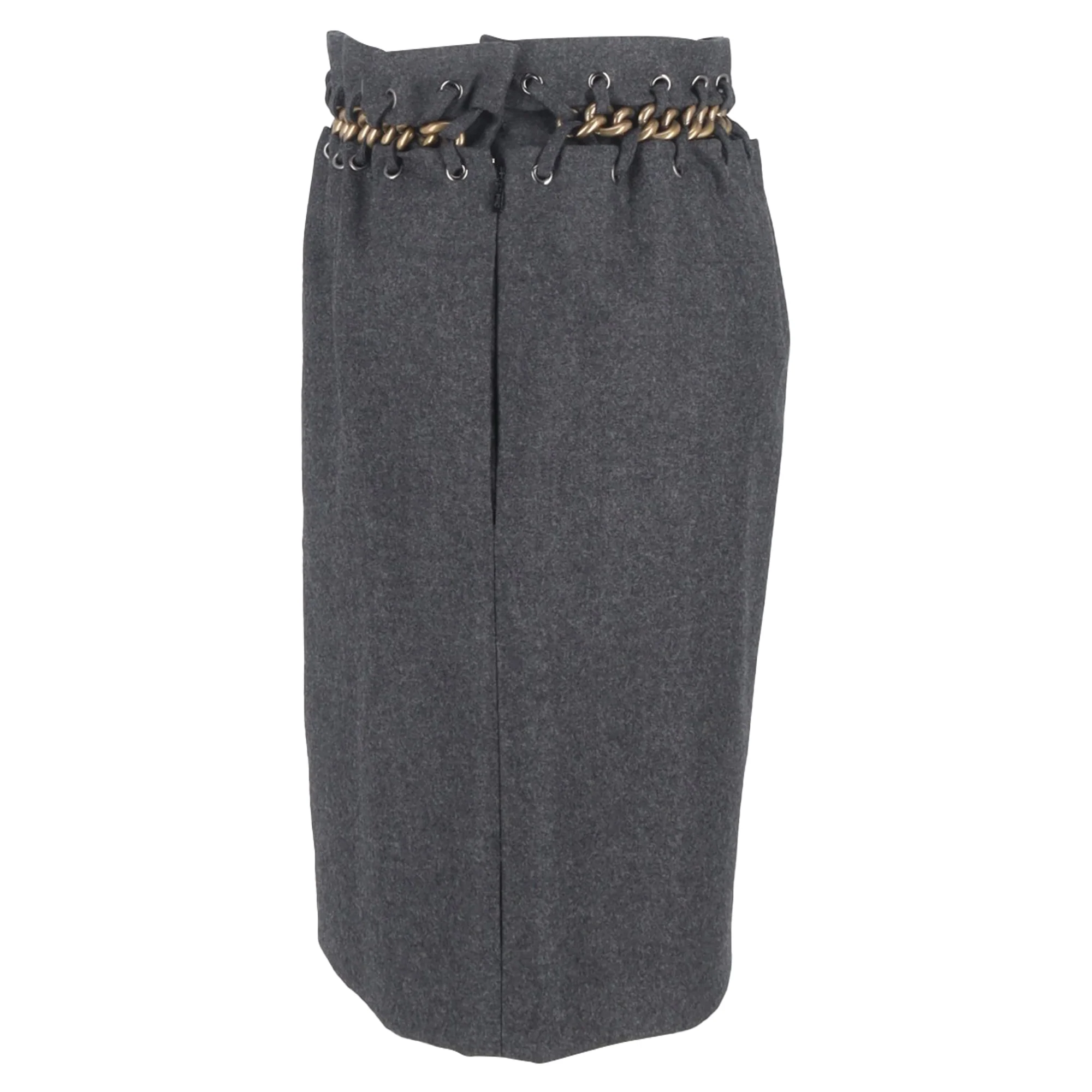 Chloé Chain Detail Skirt in Grey Wool