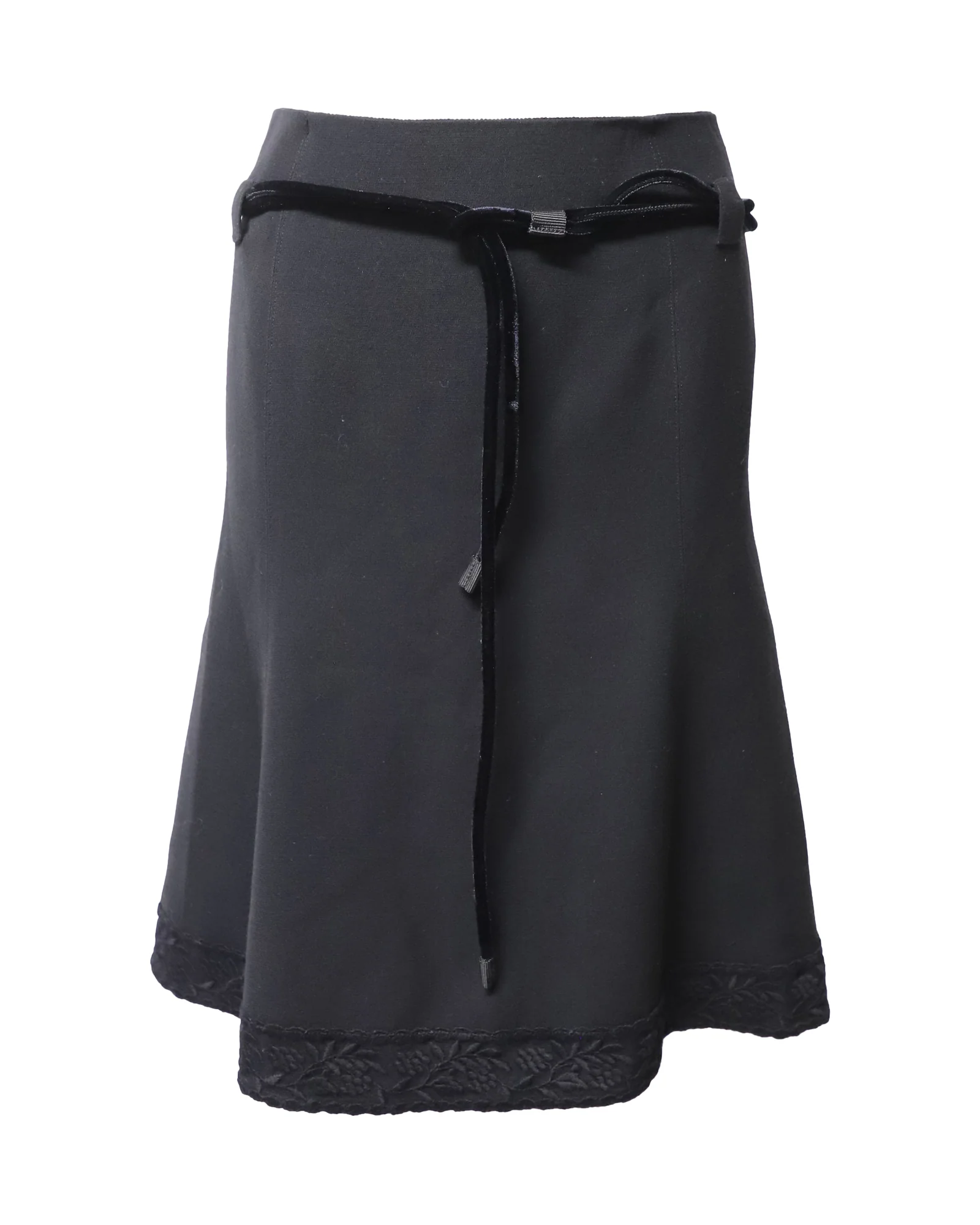 Emporio Armani Winter Belted Skirt in Black Wool