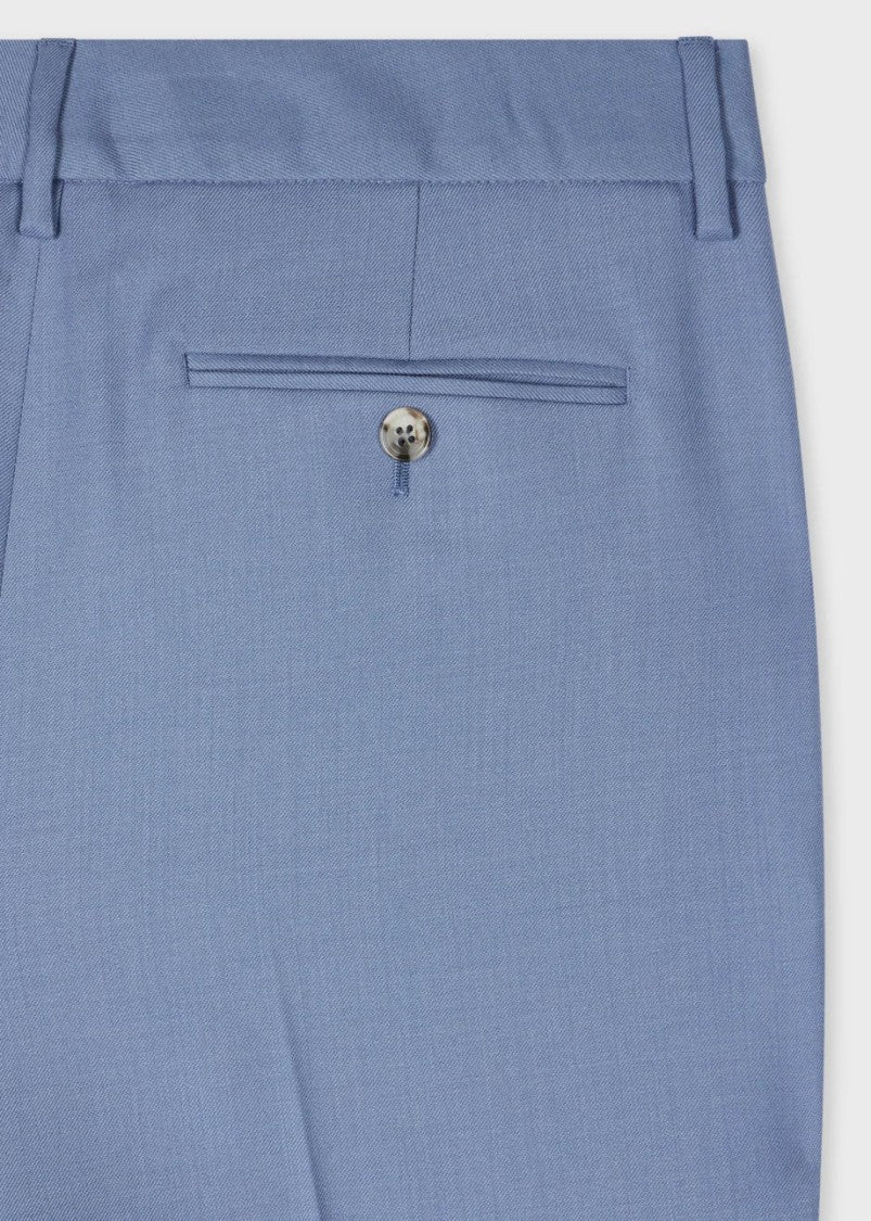 Dusty Blue Tailored Trousers With Contrast Trim