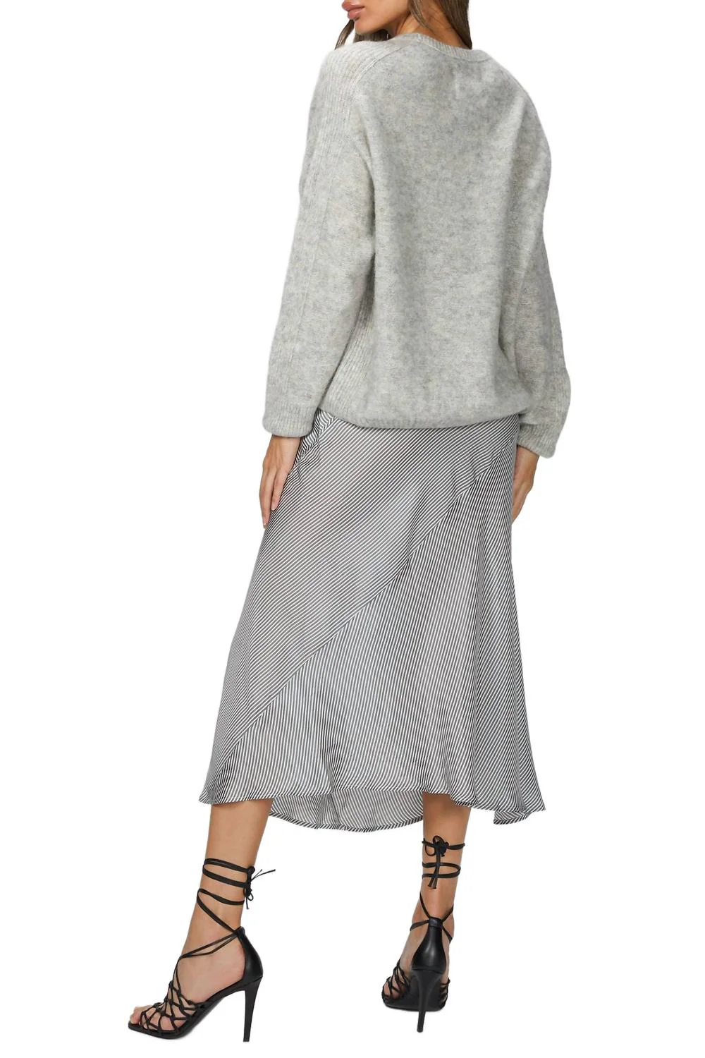 Etta Midi Skirt In Fog Stripe