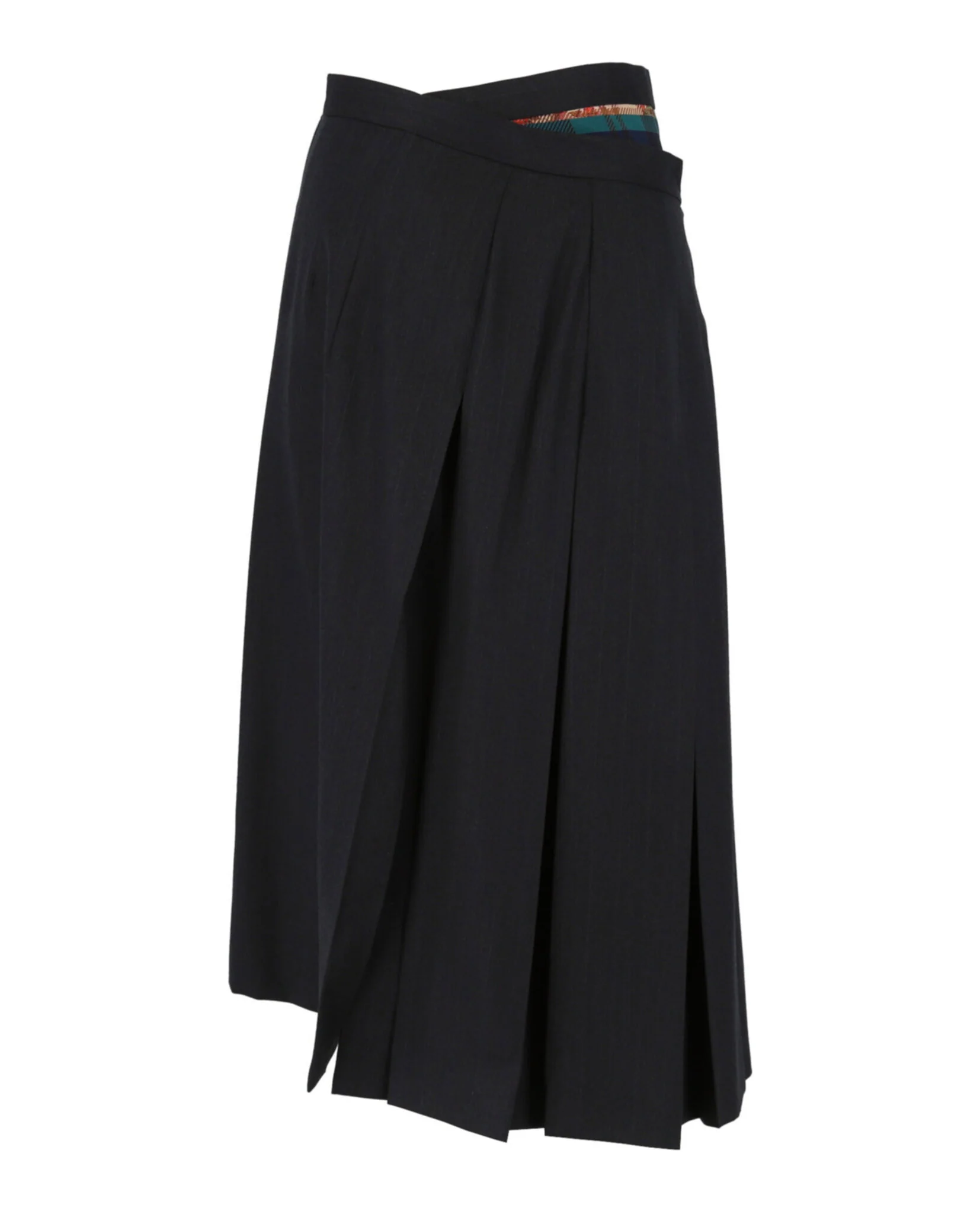 Pleated Asymmetric Midi Skirt