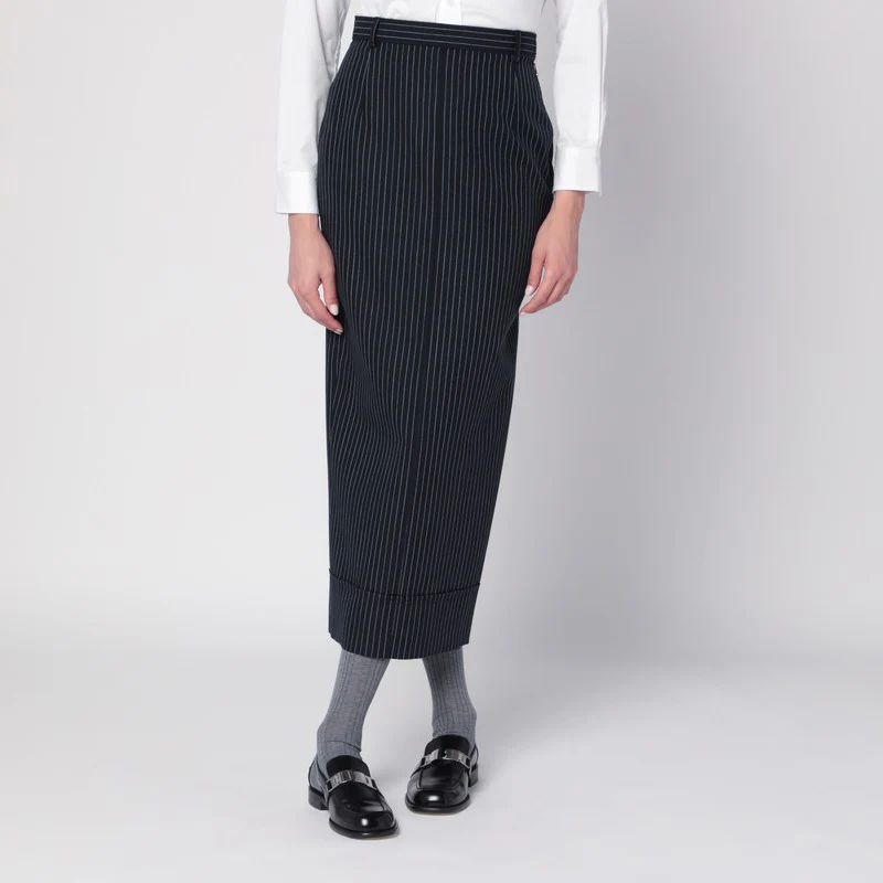 Thom e Women's blue Pinstriped Pencil Skirt
