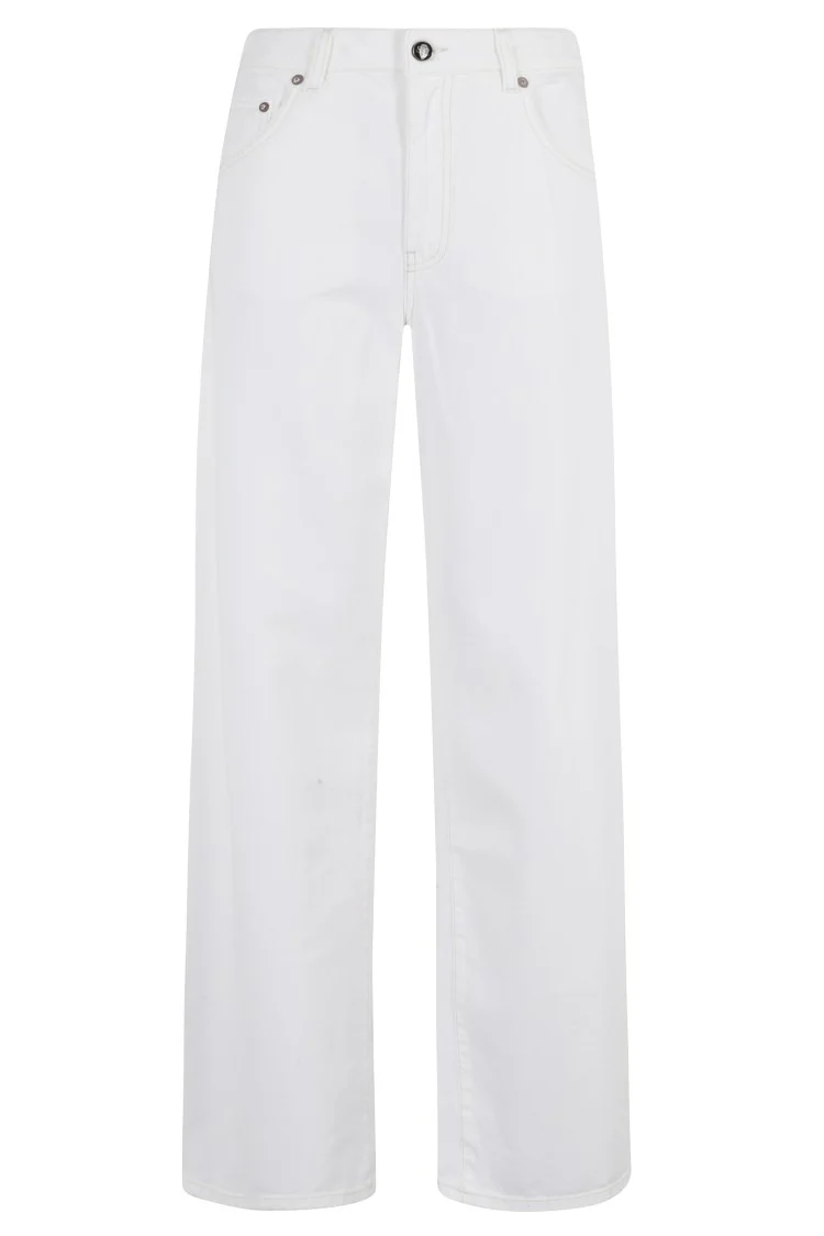 Sarah Wide-Leg White Jeans With Branded Detailing