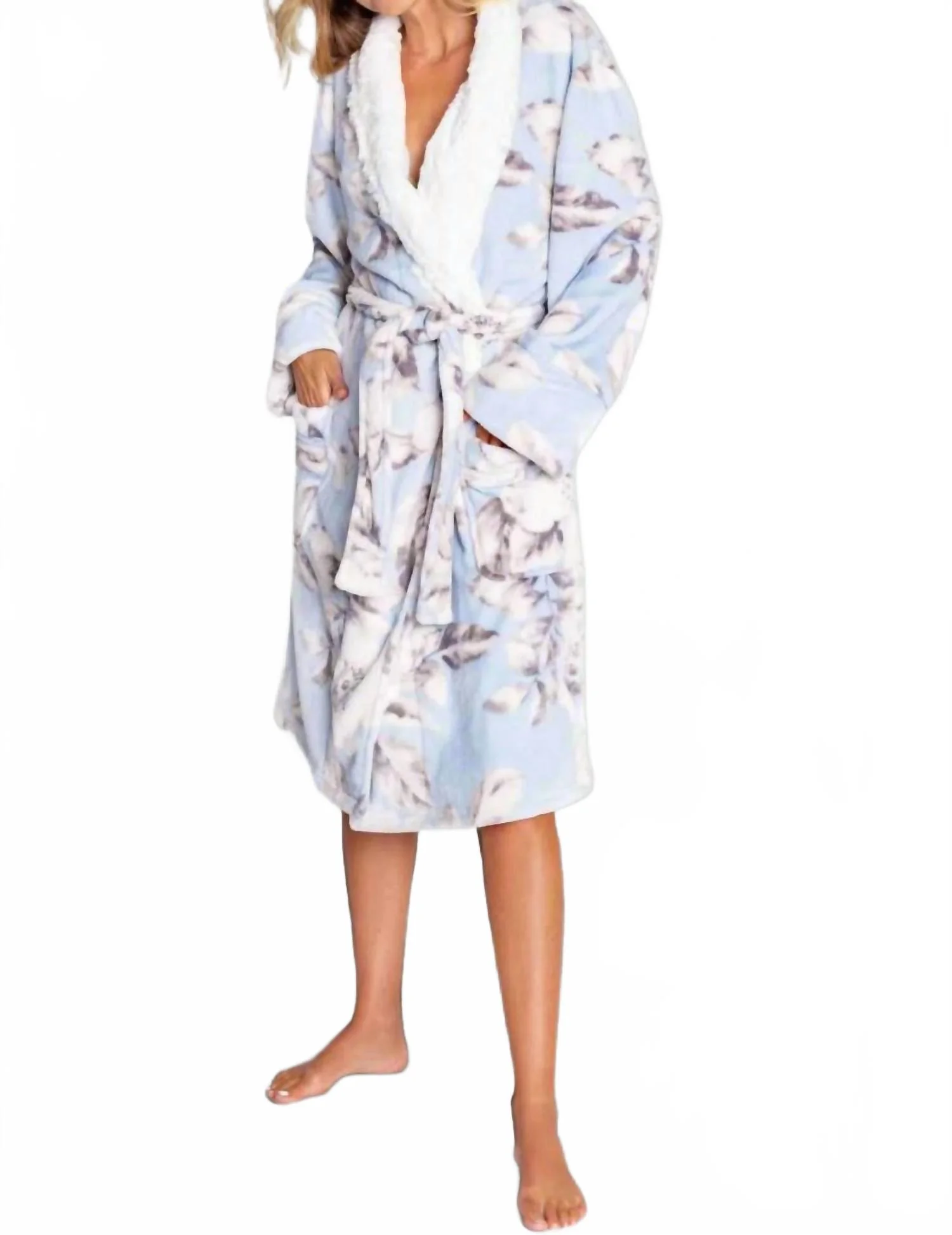 Luxe Plush Robe Relpr In Blue Frost