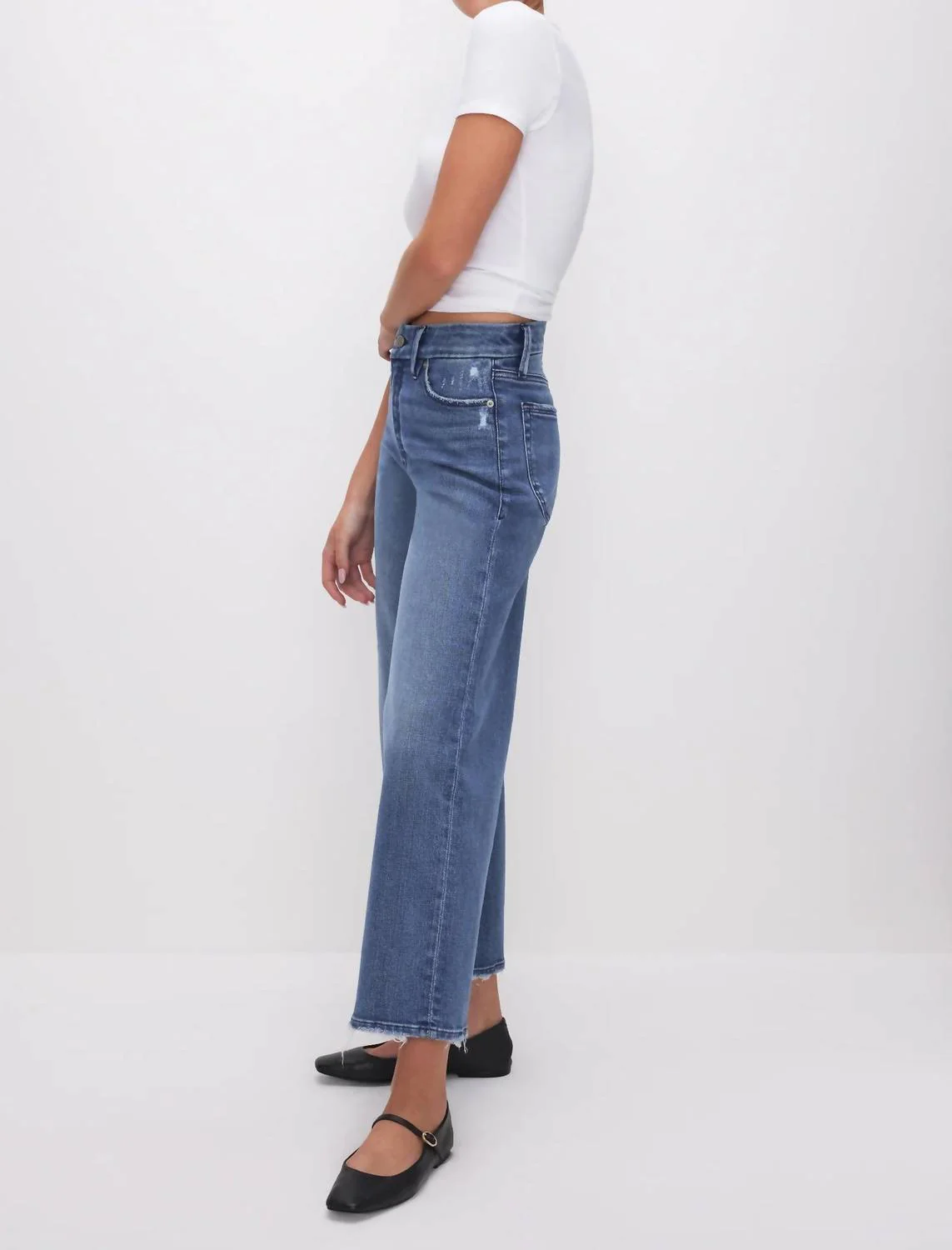 Good Waist Cropped Palazzo Jeans In Denim