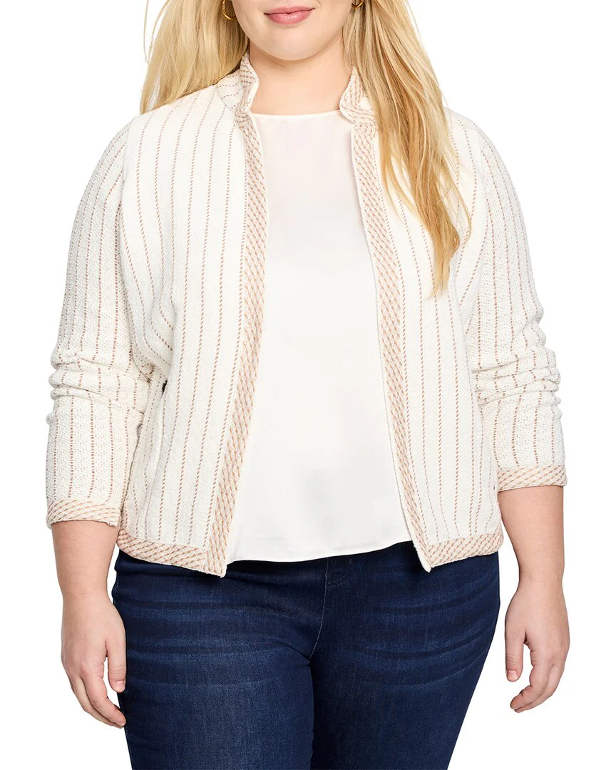 NIC+ZOE Plus Pinstripe Notch Collar Knit Jacket