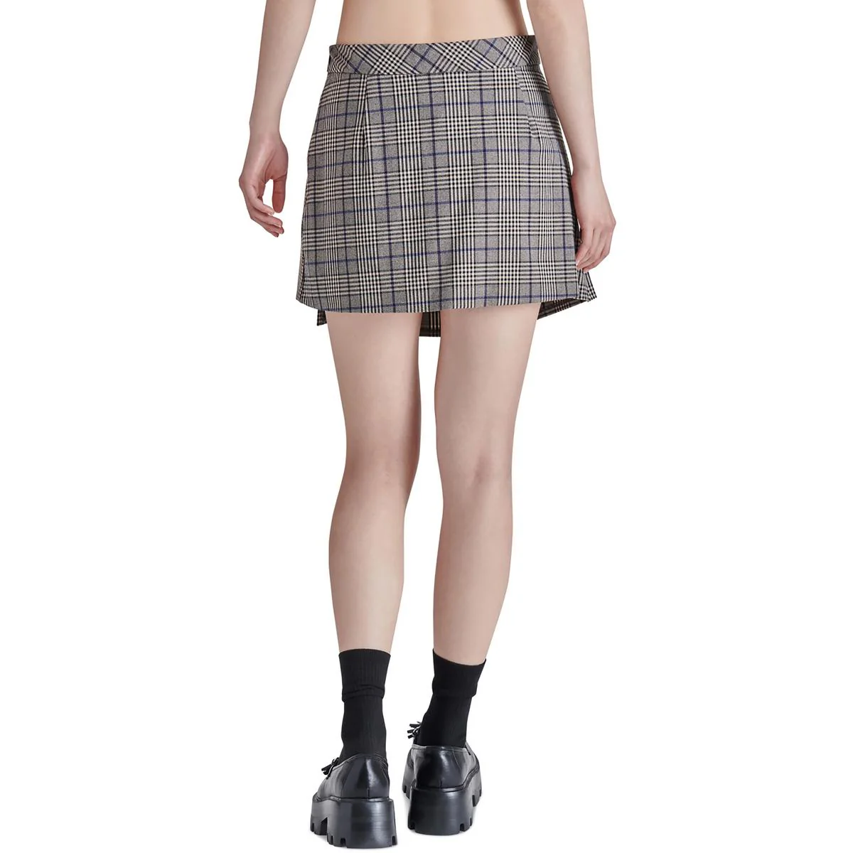 Womens Pleated Faux-Wrap Mini Skirt