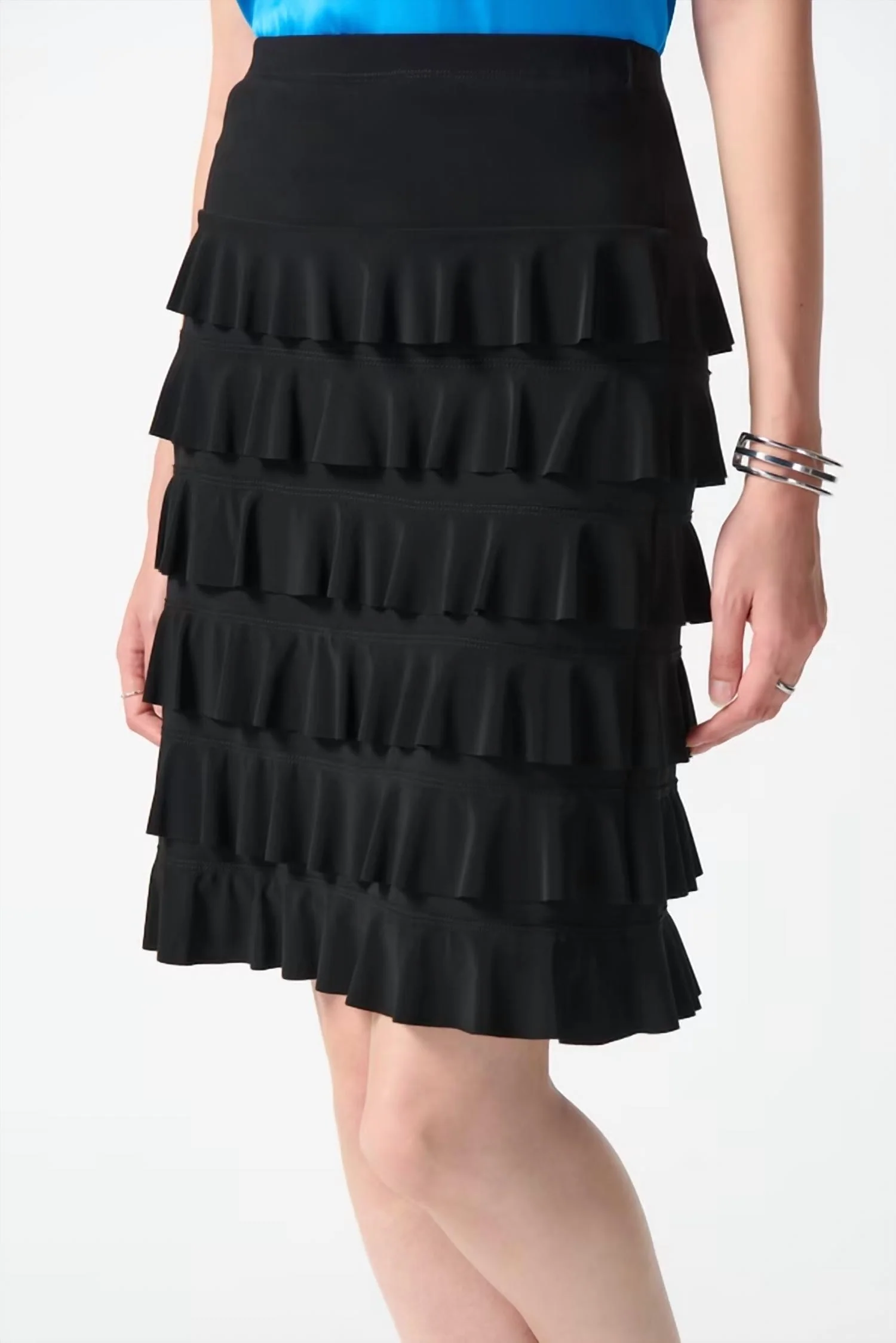 Tiered Ruffle Skirt In Black