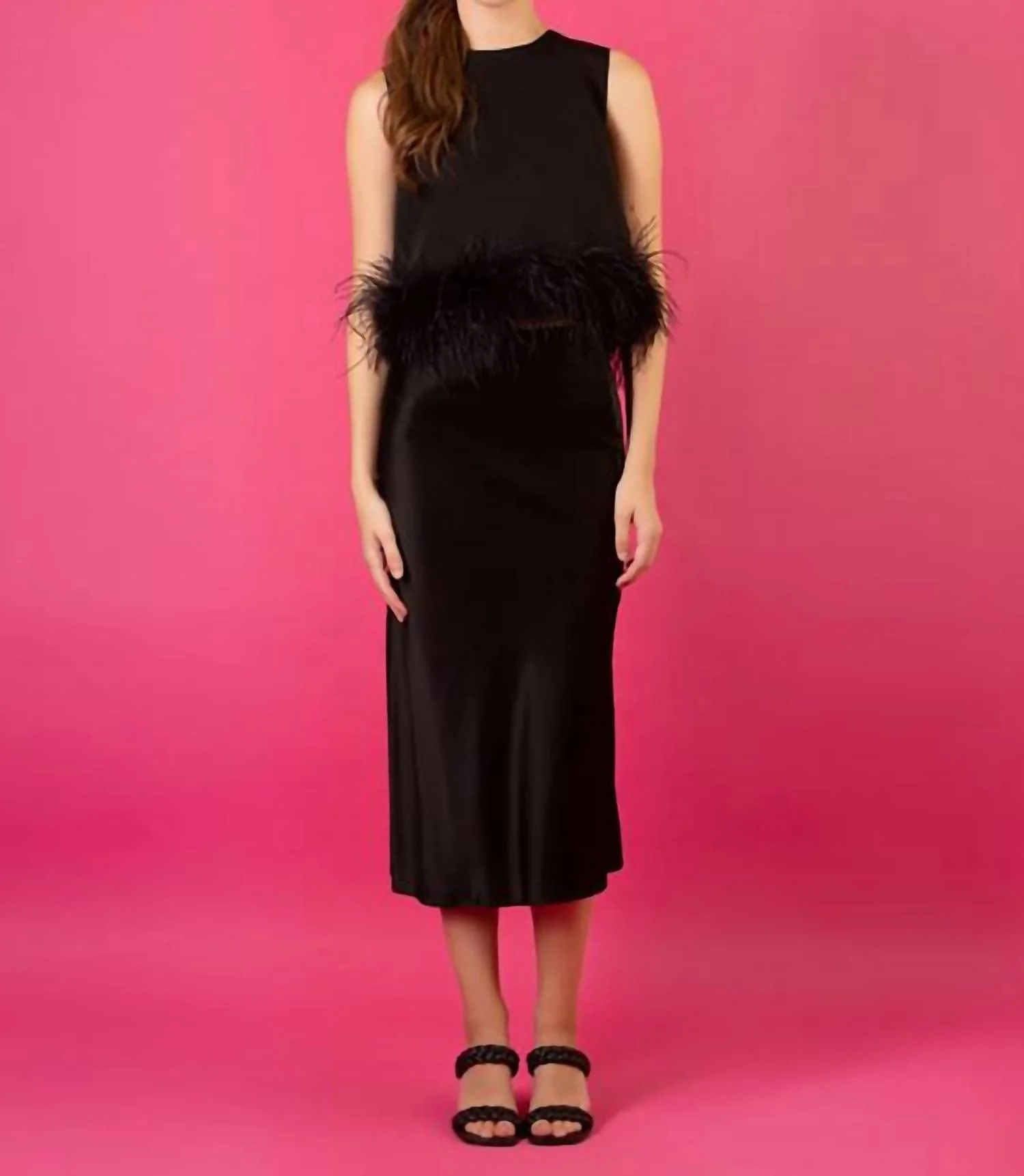 Acetate Slip Skirt In Black