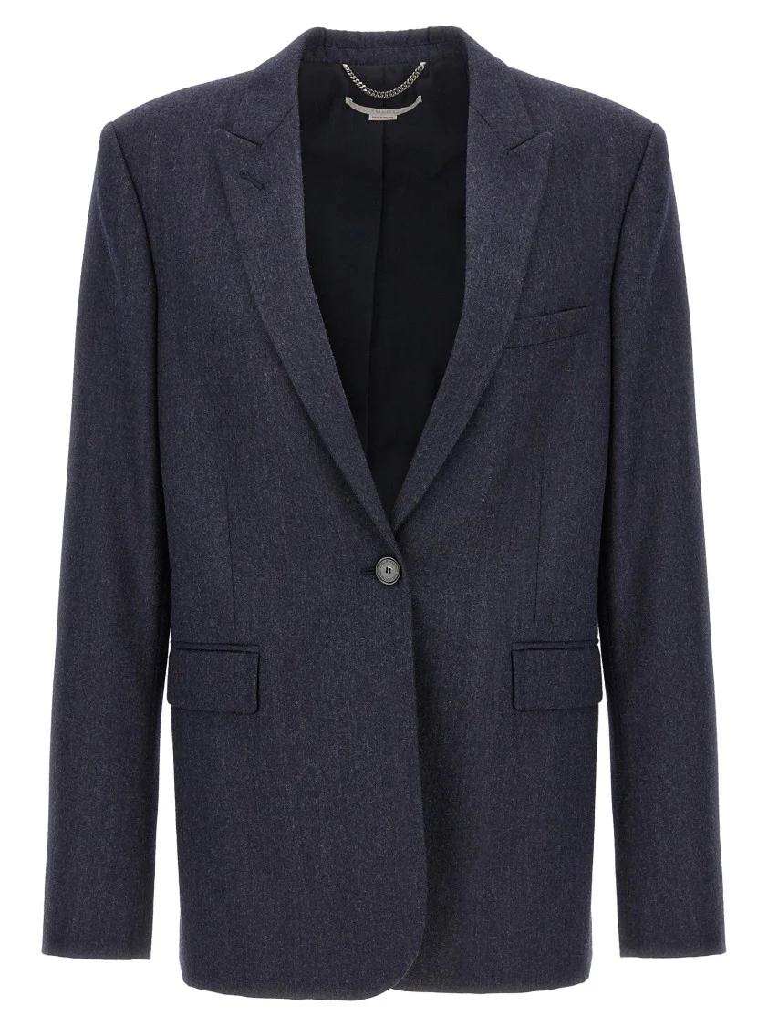 Tailored Grey Wool Flannel Blazer