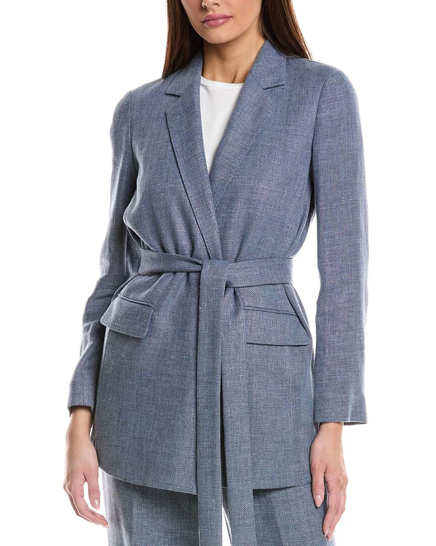 Lafayette 148 New York Belted Longline Linen & Wool-Blend Blazer
