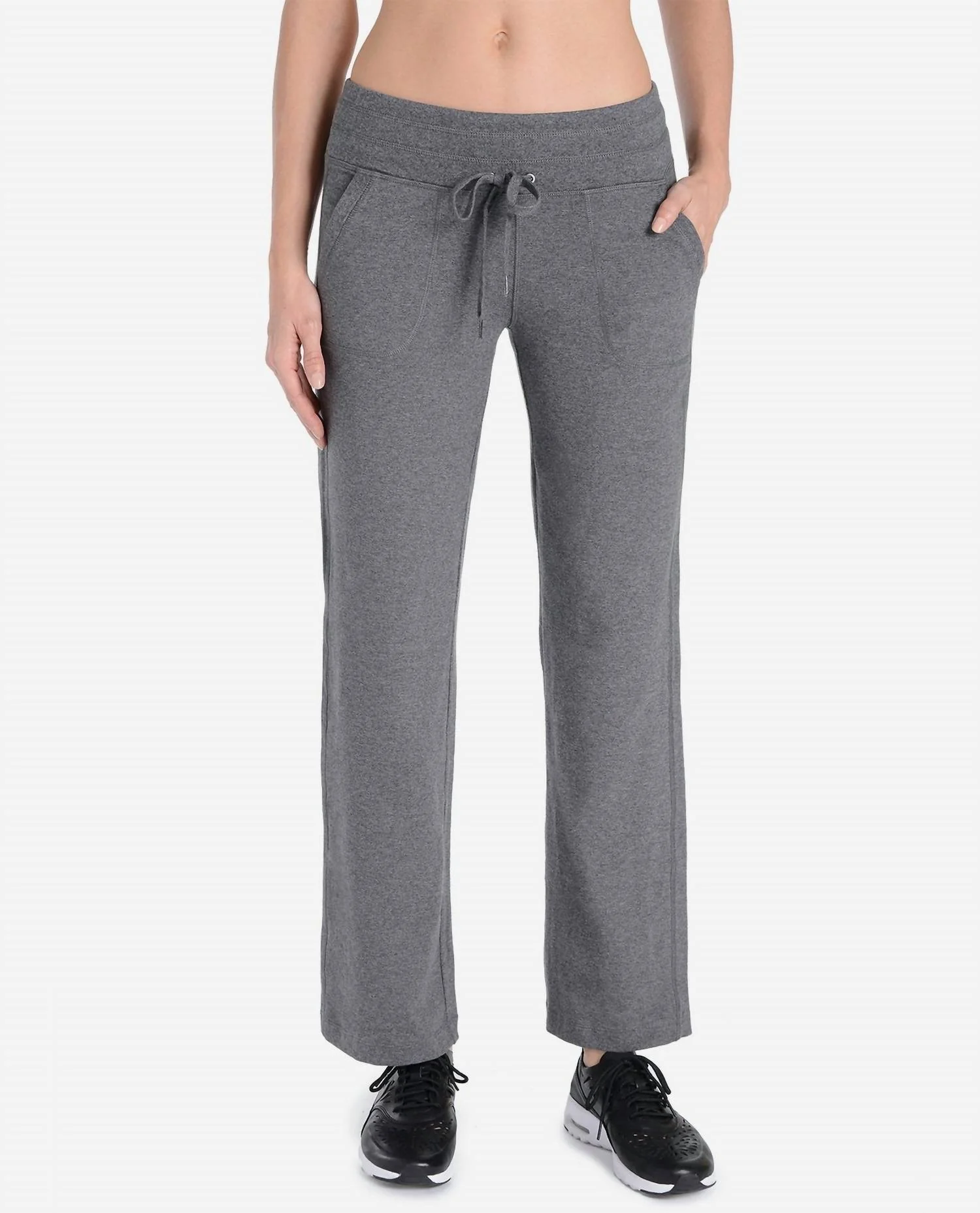 Plus Size Essentials Drawcord Pants In Charcoal Grey Heather