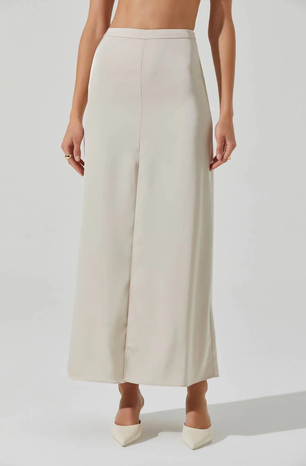 Vitella Satin Maxi Skirt In Ecru
