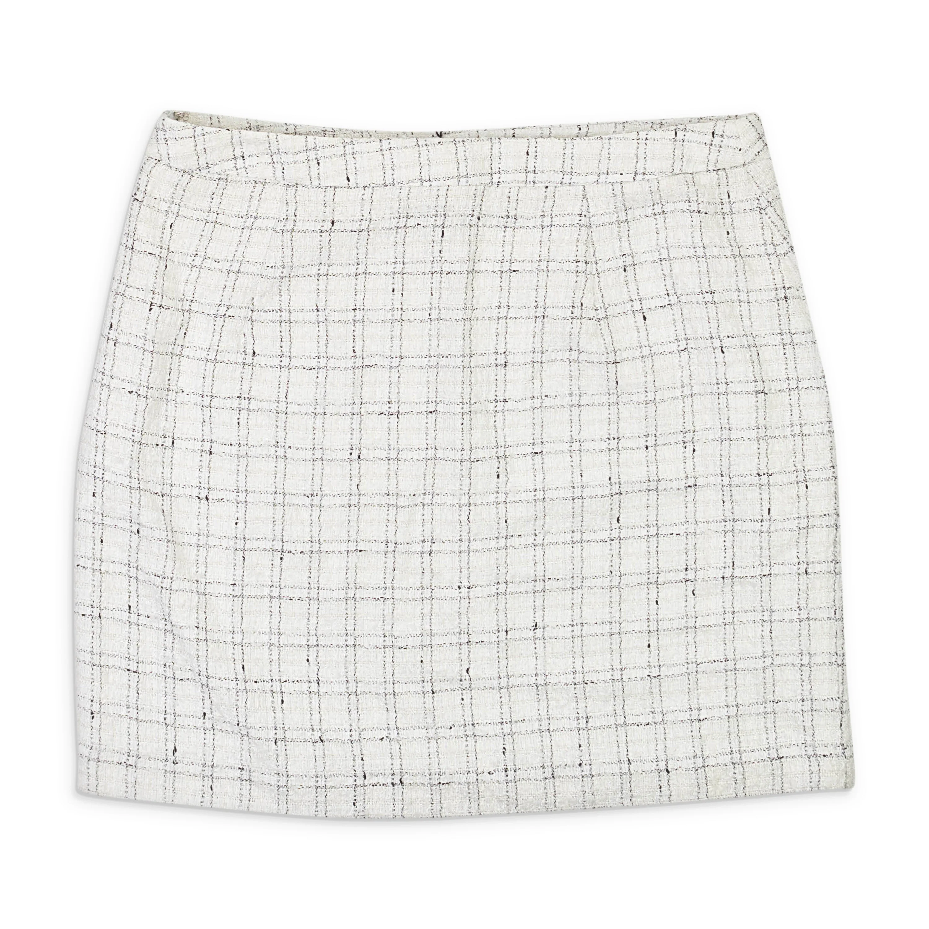 TEXTURED WHITE MINI PENCIL SKIRT