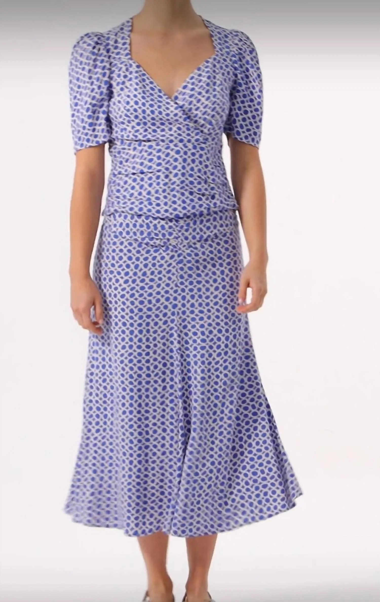 High-Waisted Midi-Length Printed Pleated Skirt In Original Print