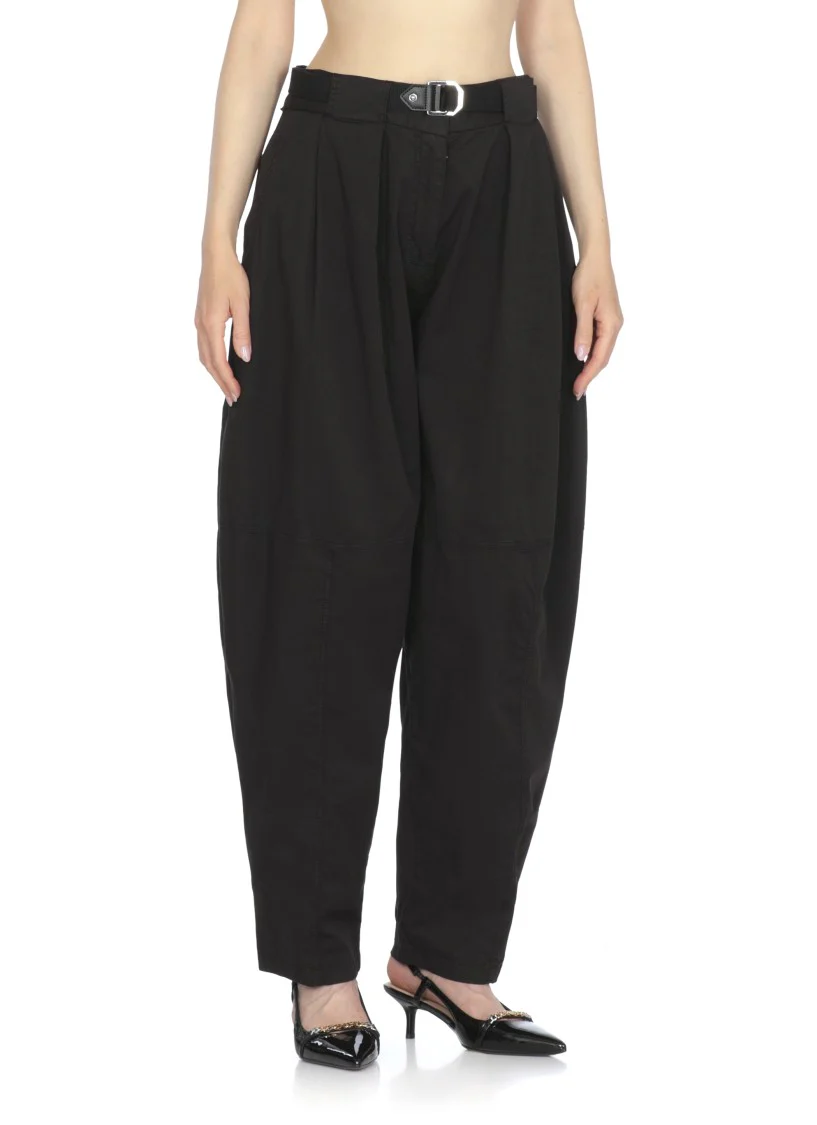 High-Waisted Cotton Pants With Matching Belt