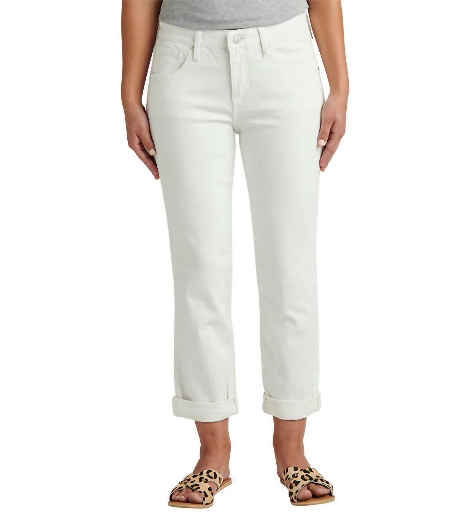 Carter Girlfriend Mid Rise Jean In White