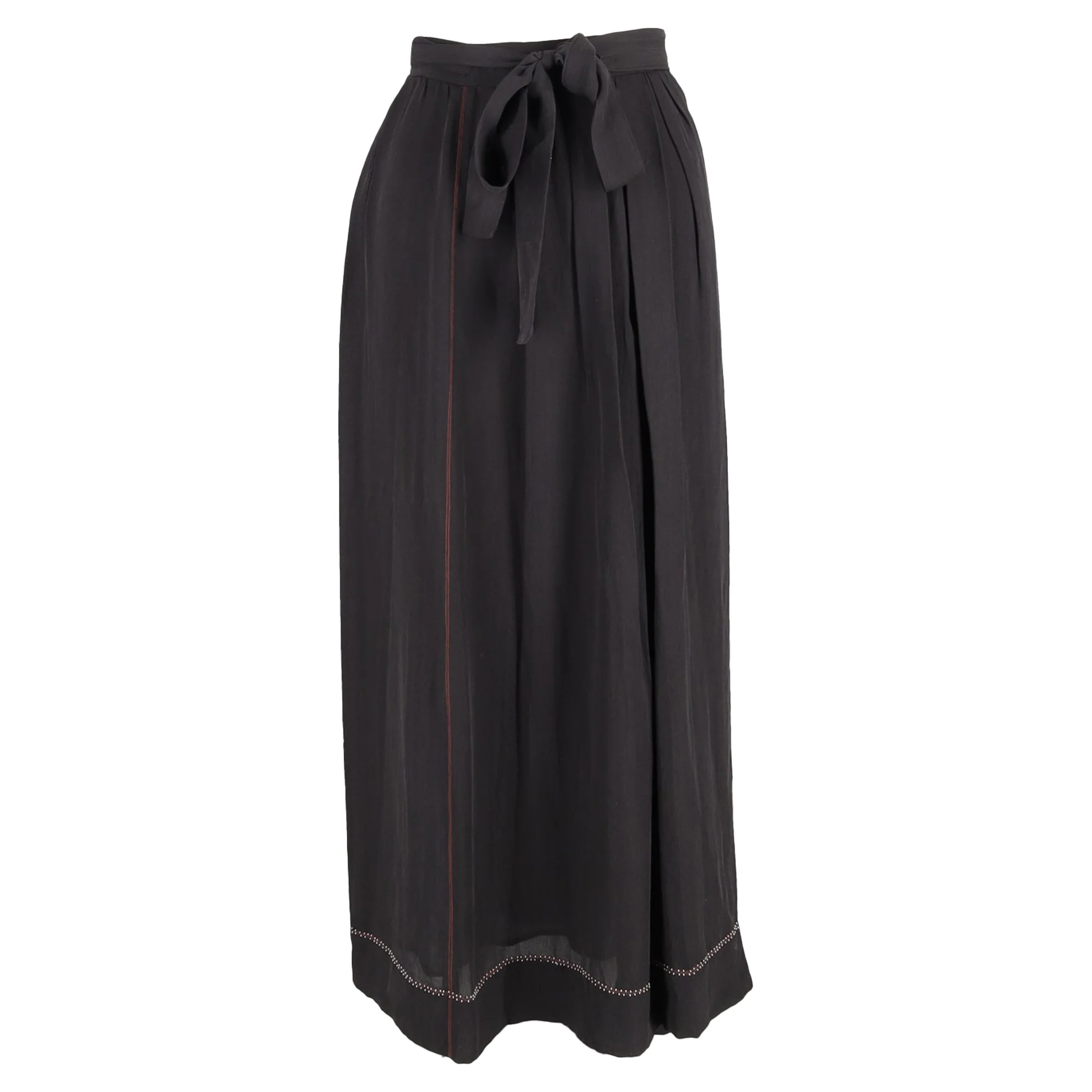 Isabel Marant Crepe Moody Embellished Wrap Maxi Skirt in Black Silk