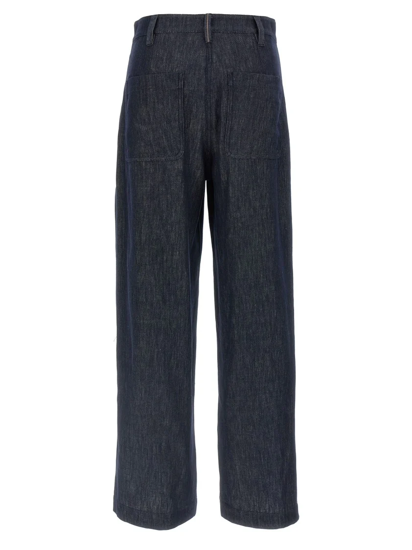 High-Waisted Wide Leg Denim Jeans