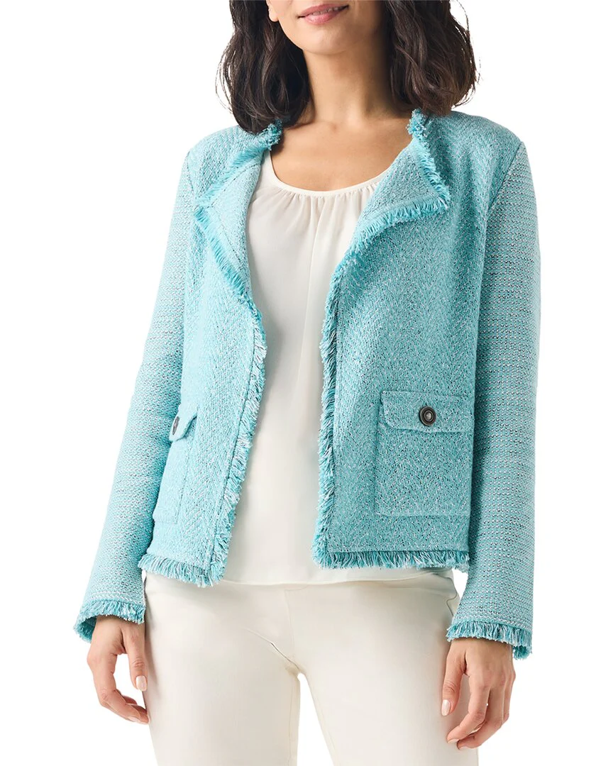NIC+ZOE Fringe Mix Knit Pocket Jacket