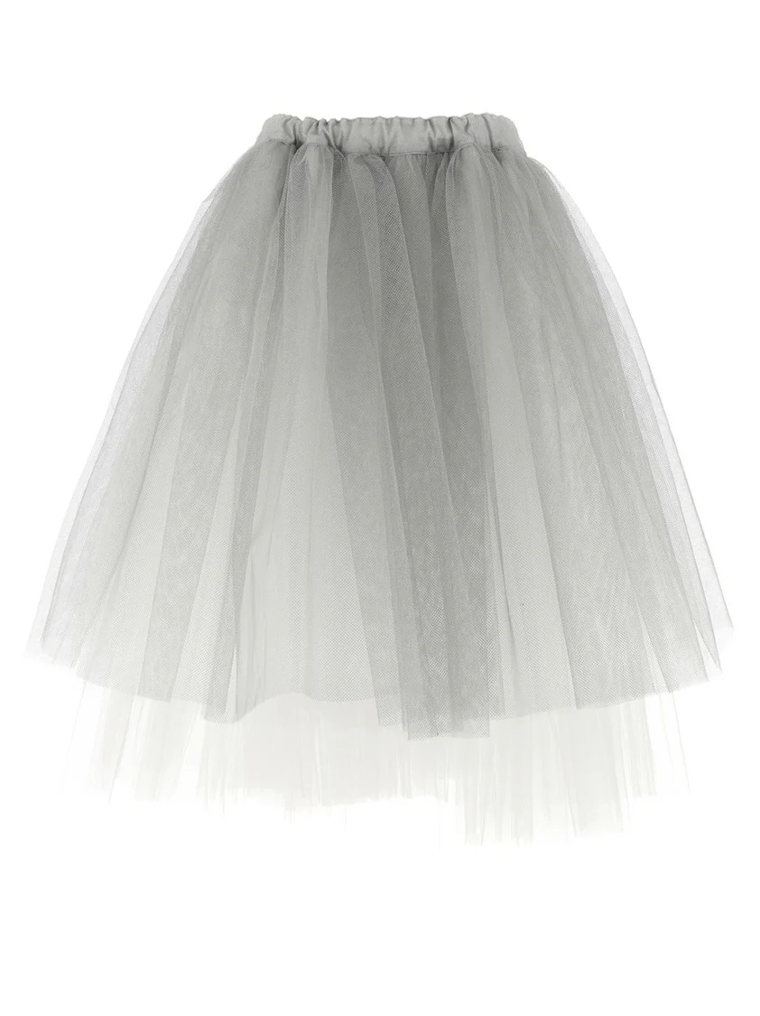 Multilayered Asymmetric Tulle Skirt With Side Pockets