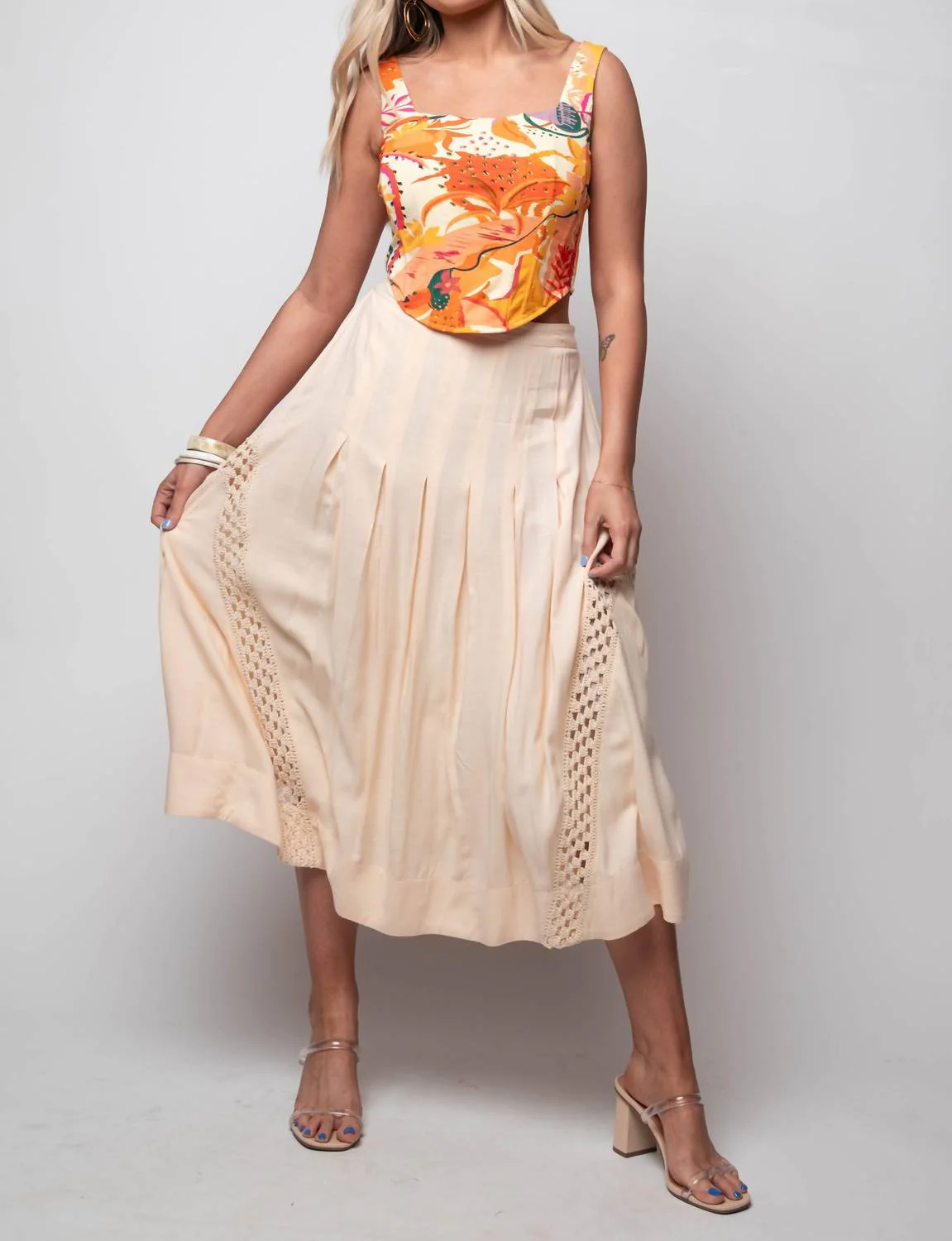 Adeena Crochet Skirt In Opal