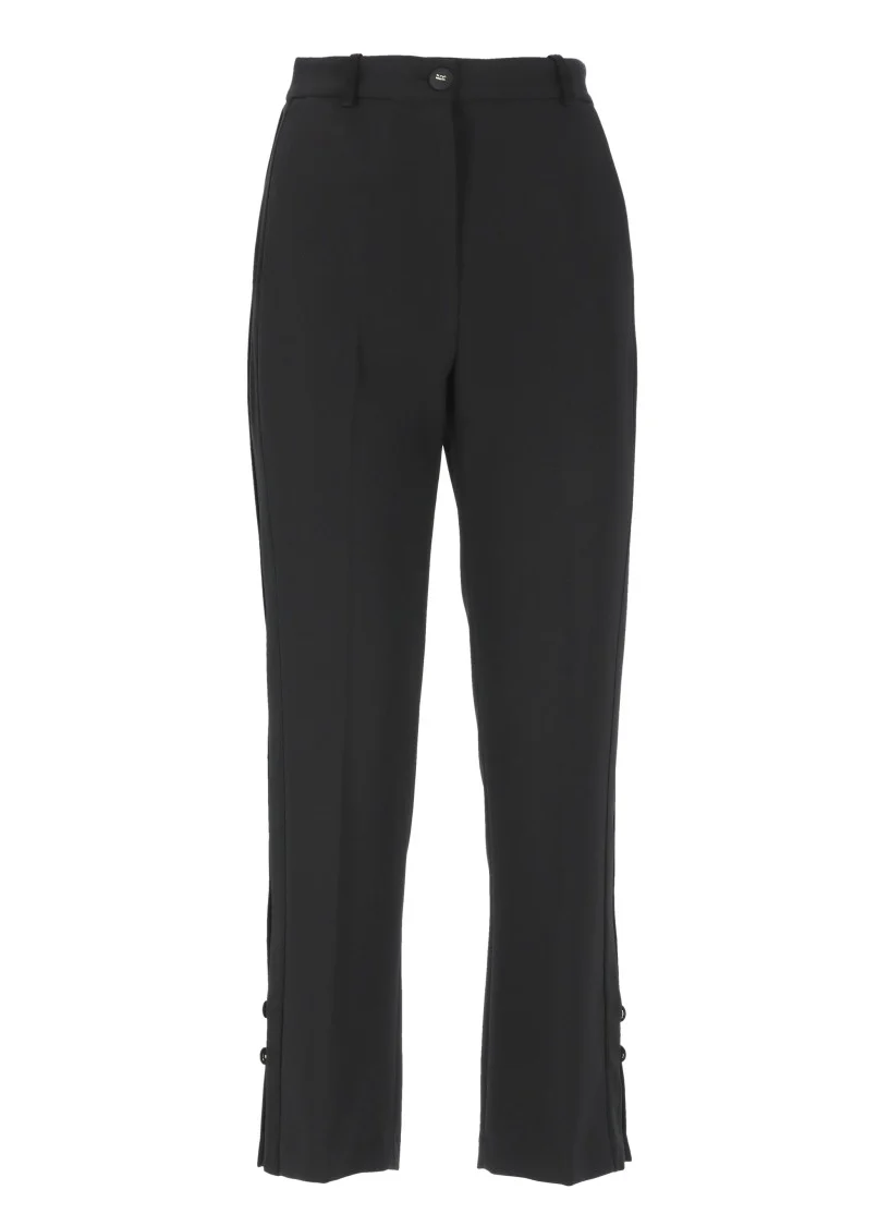 Black Crêpe Pants With Tailored Silhouette