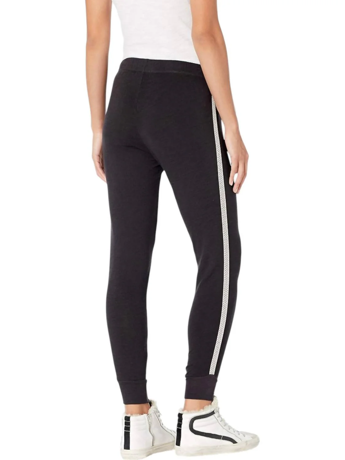 Skinny Sweatpants With Chevron Trim In Faded Black