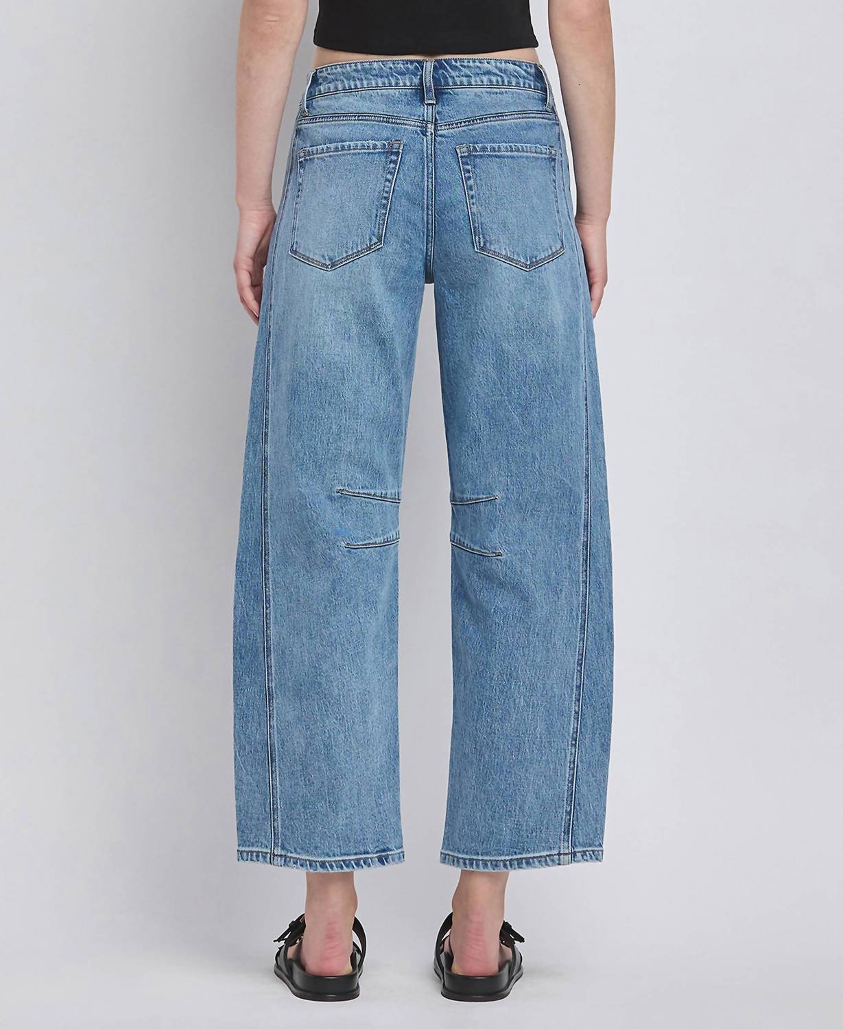 High Rise Barrel Jeans In Medium Wash