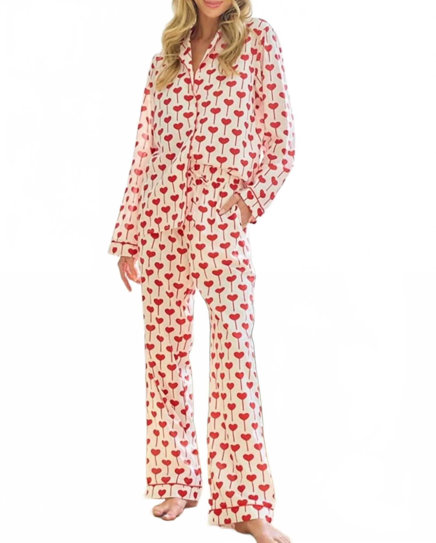 Love Me When I’M Sleeping Jammies In Ivory/red