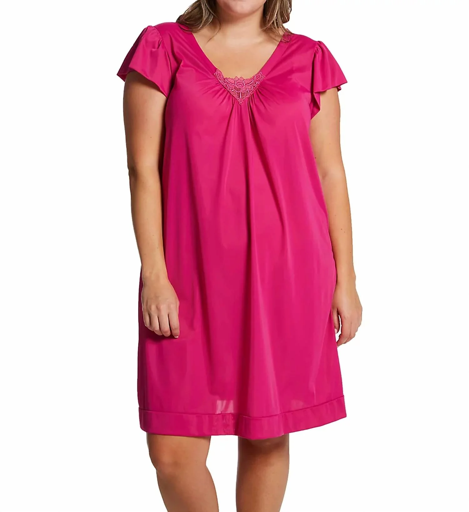 Short Cap Sleeve Nightgown In Raspberry