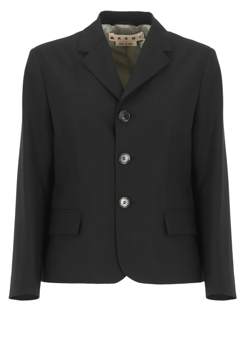 Tailored Black Virgin Wool Blend Marni Blazer
