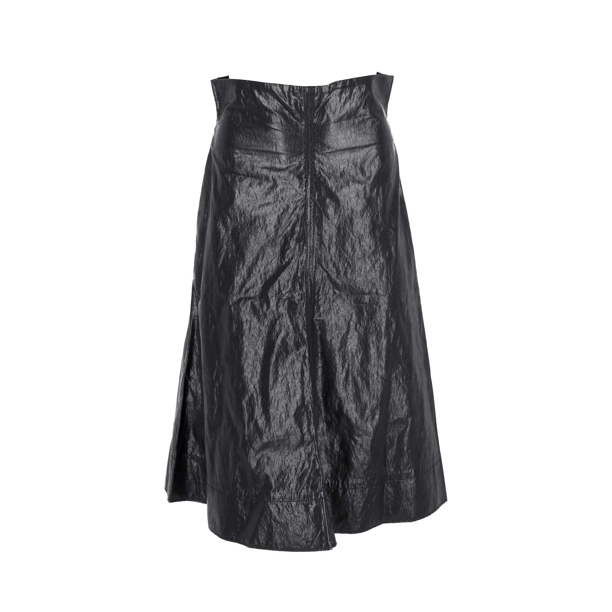 Philosophy di Lorenzo Serafini Faux Crinkled Leather A-line Skirt in Black Viscose