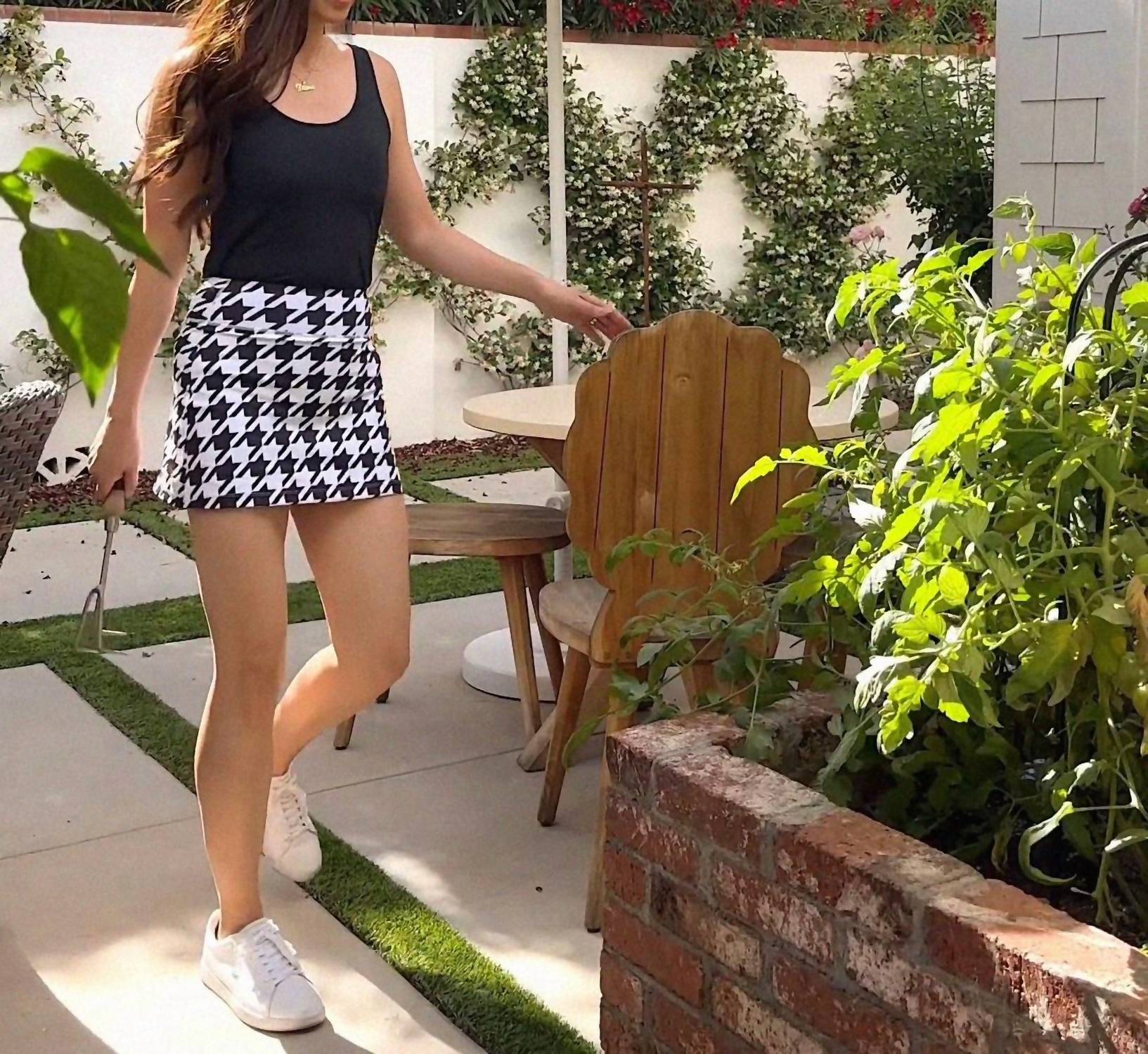 Houndstooth Skirt In Golf Houndstooth