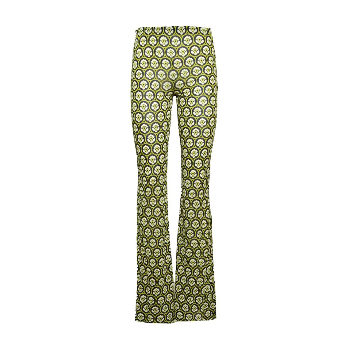 Green Jersey Printed Flare Pants