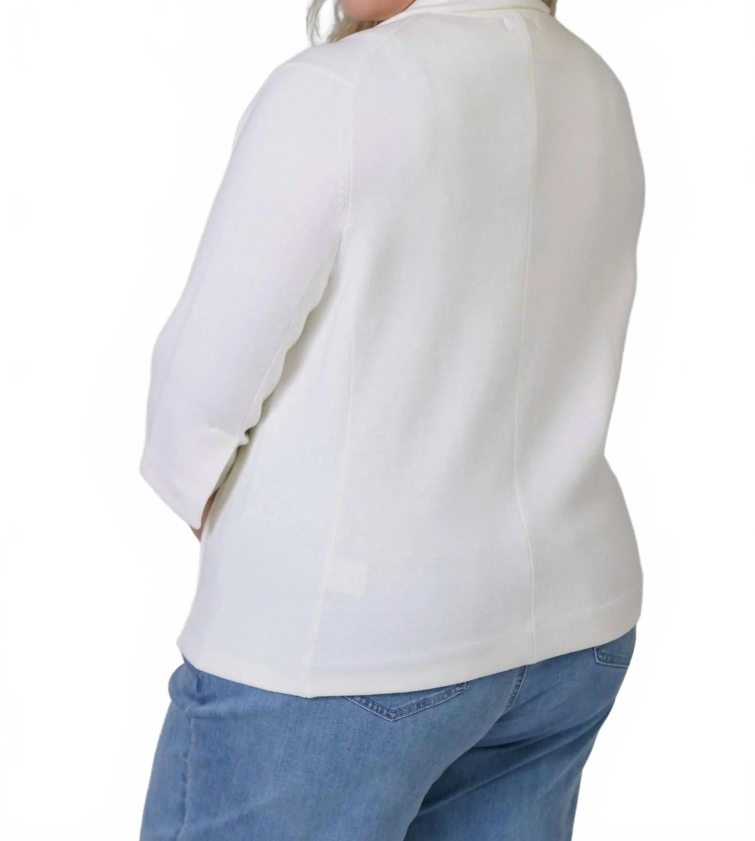 Cotton Blend Shrunken Blazer - Plus Size In White