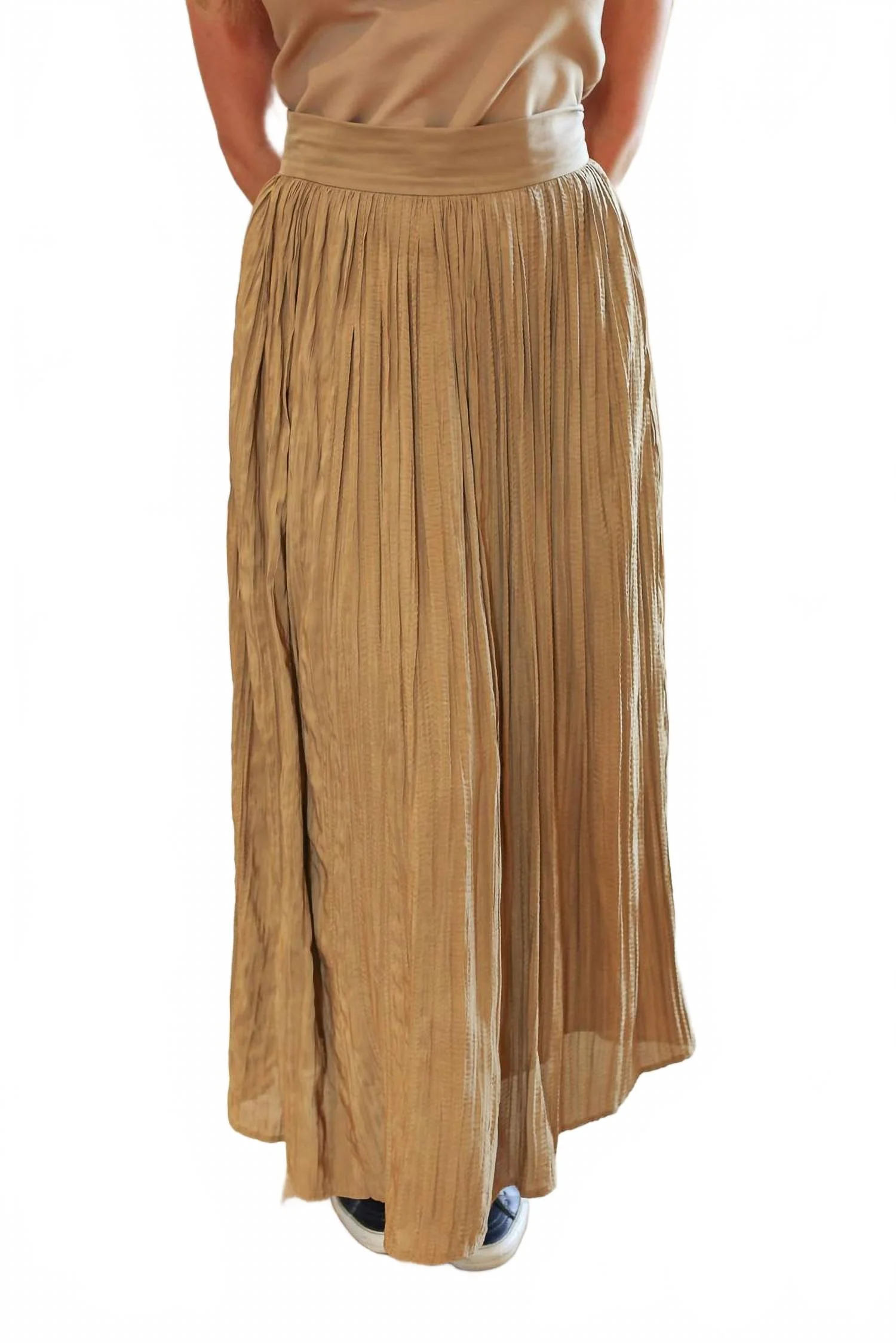 Crinkled Maxi Skirt In Camel